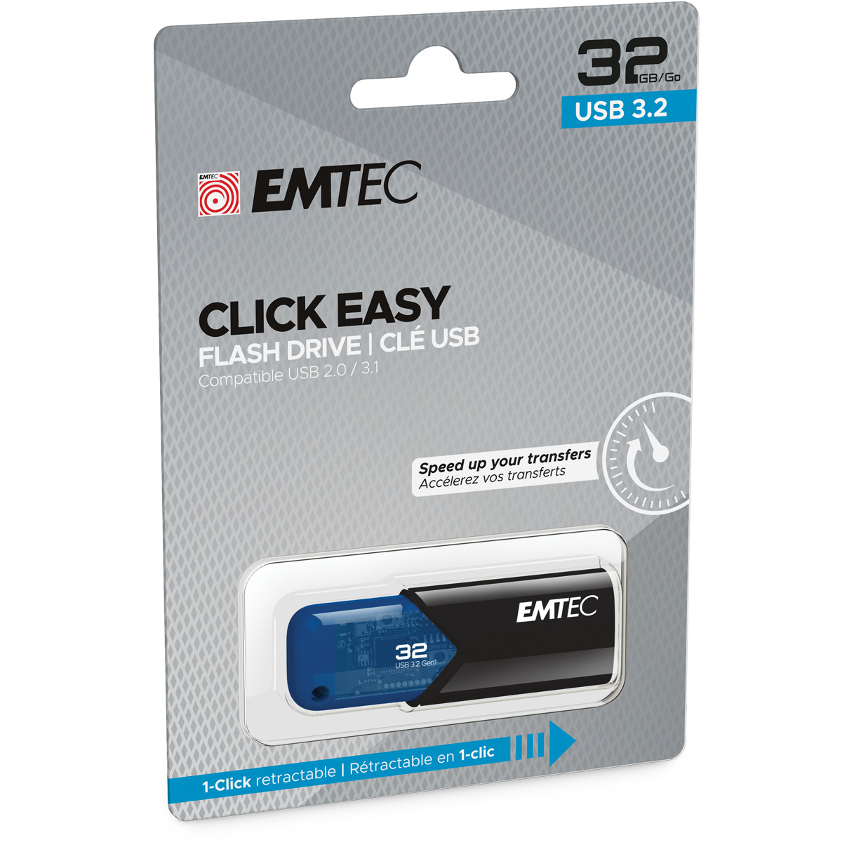 Voir la diapositive 2 : EMTEC Clé USB3.2 32GO EASYB110 - Bleu