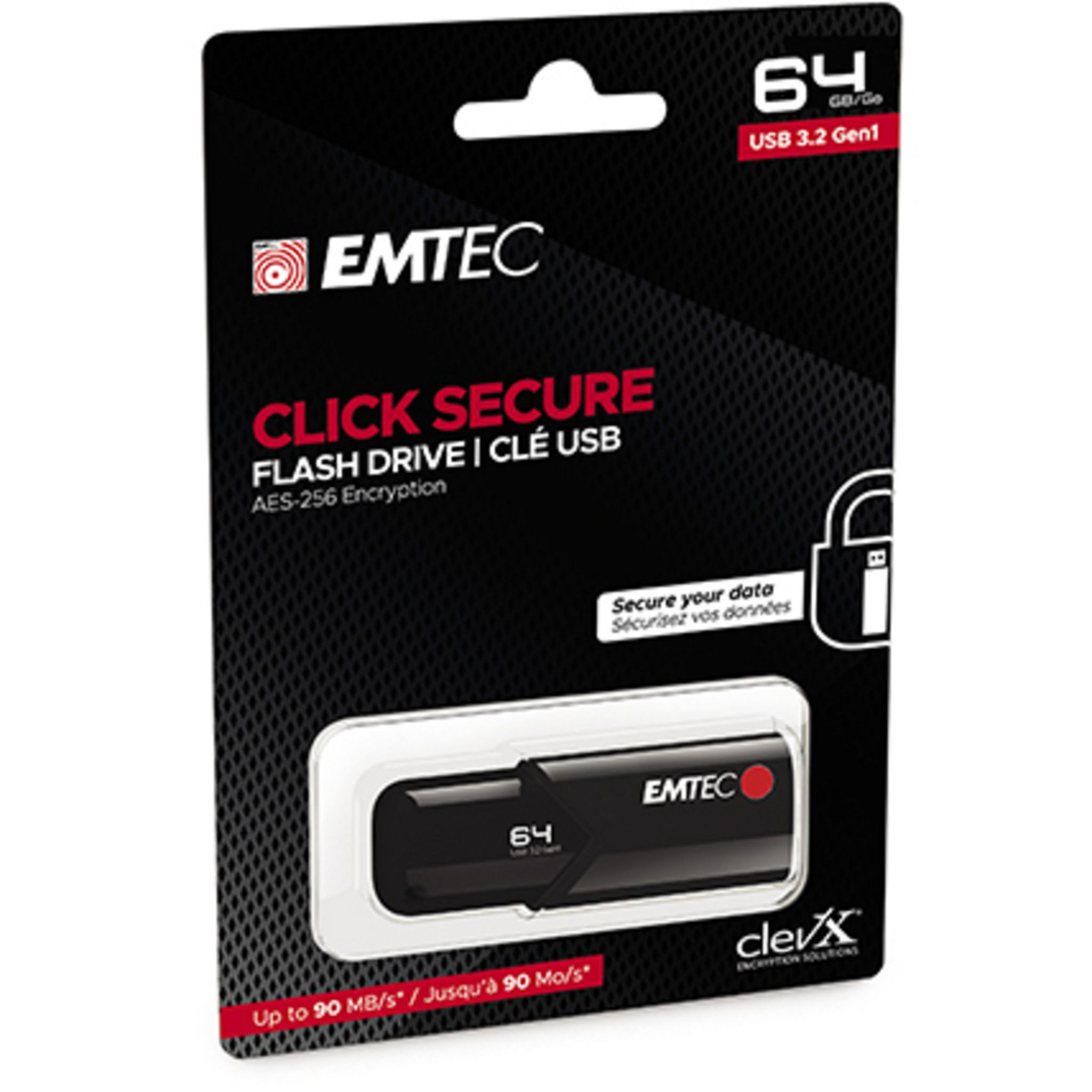 Voir la diapositive 2 : EMTEC Clé USB 3.2 64 GO SECUREB120