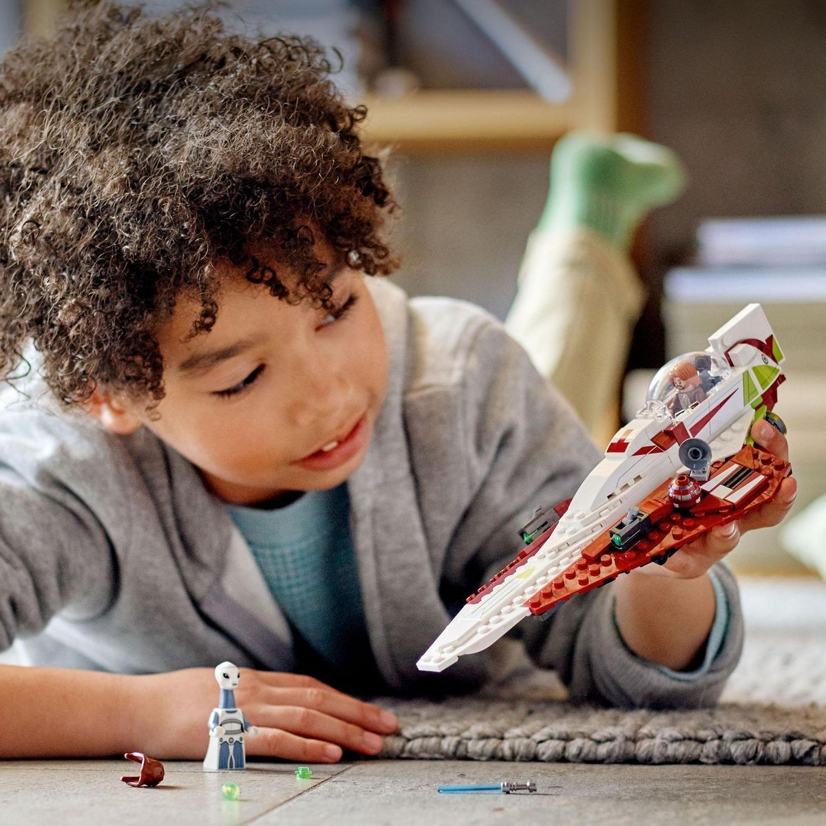 LEGO Star Wars 75333 - Le Chasseur Jedi d Obi-Wan Kenobi, Jouet, Figurine Taun We et Droide