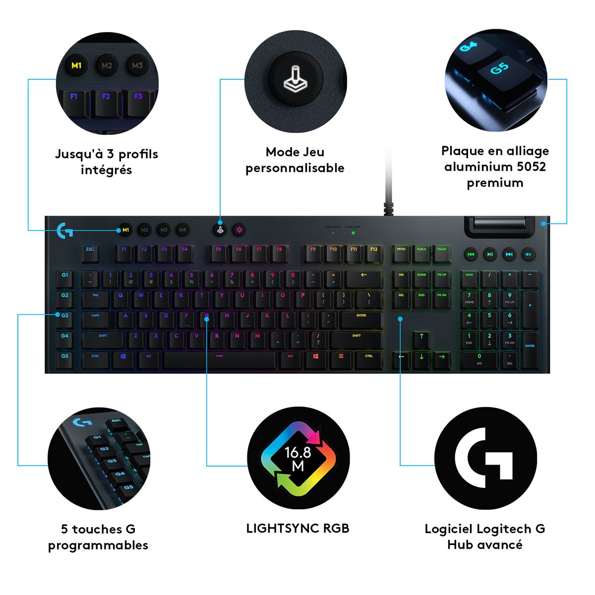 LOGITECH Clavier G CLICKY G815 - Noir