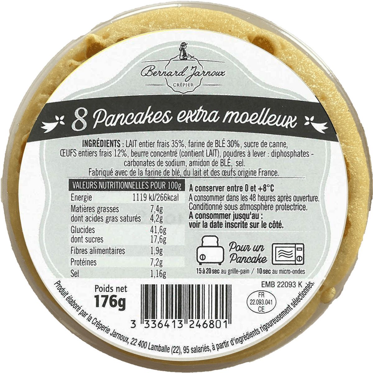 BERNARD JARNOUX CREPIER Pancakes extra moelleux 8 pièces 176g