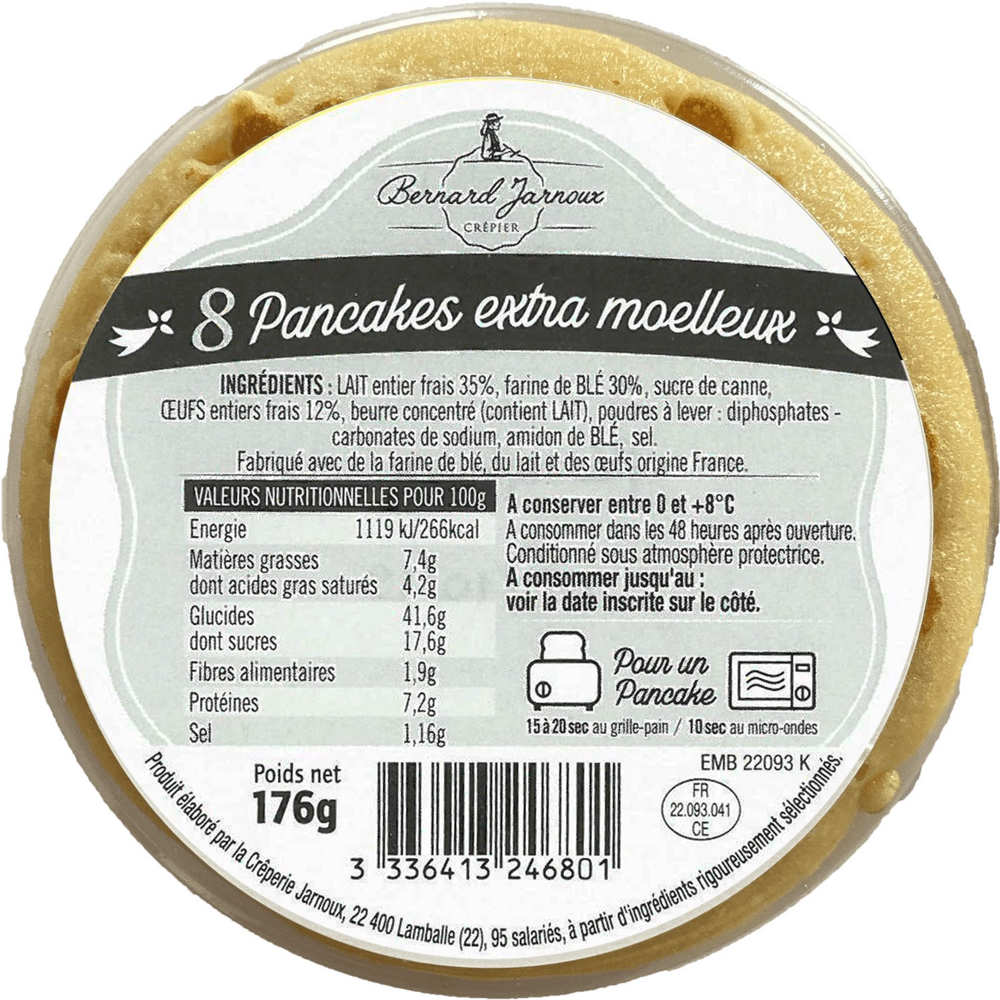 Voir la diapositive 2 : BERNARD JARNOUX CREPIER Pancakes extra moelleux 8 pièces 176g