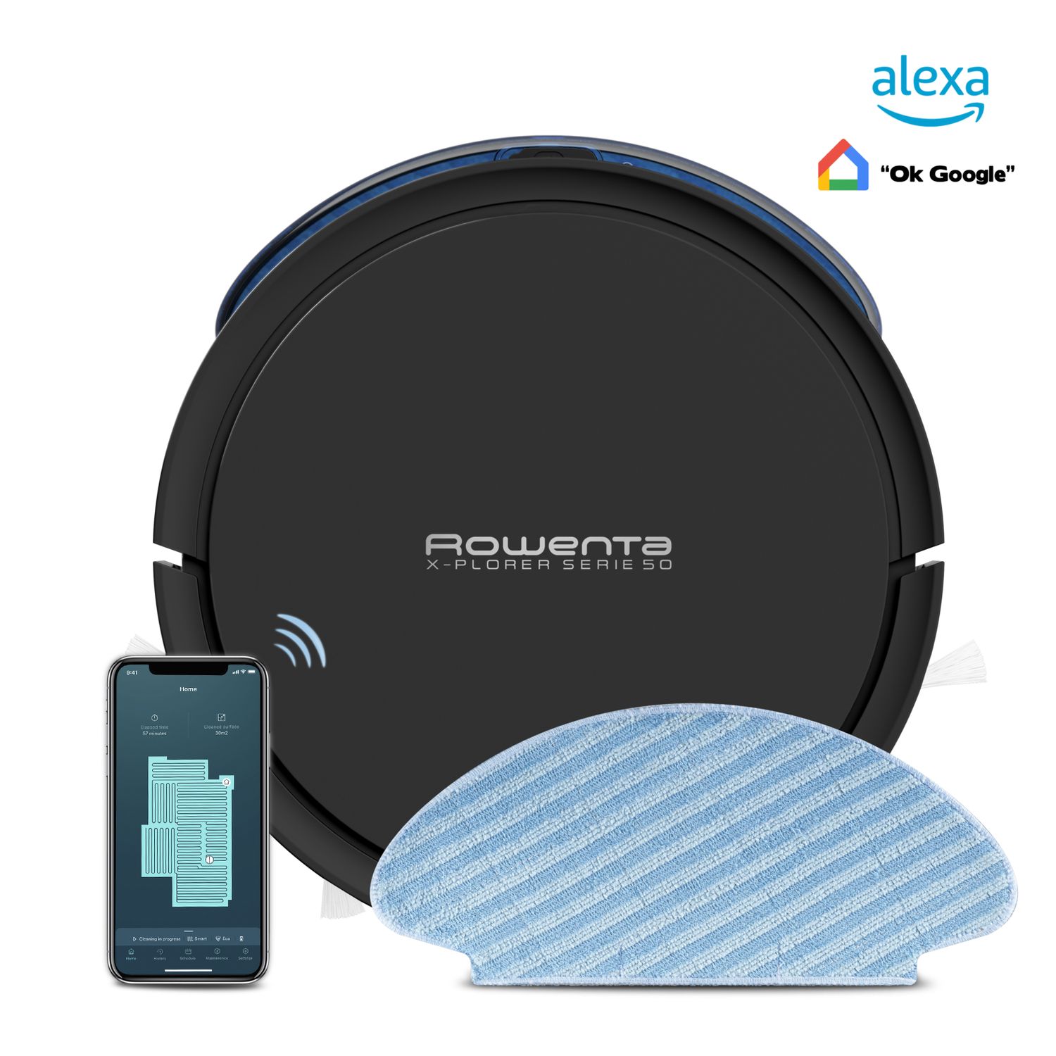 Voir la diapositive 4 : ROWENTA Aspirateur robot&nbsp;&nbsp;X-Plorer Serie 50 RR7375WH - Noir