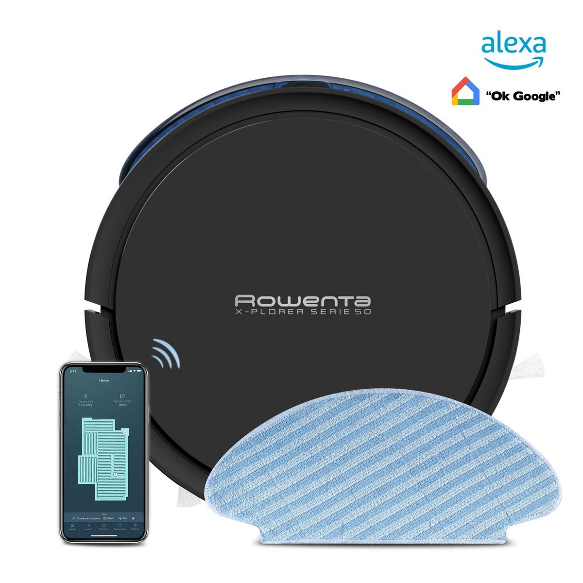 ROWENTA Aspirateur robot&nbsp;&nbsp;X-Plorer Serie 50 RR7375WH - Noir