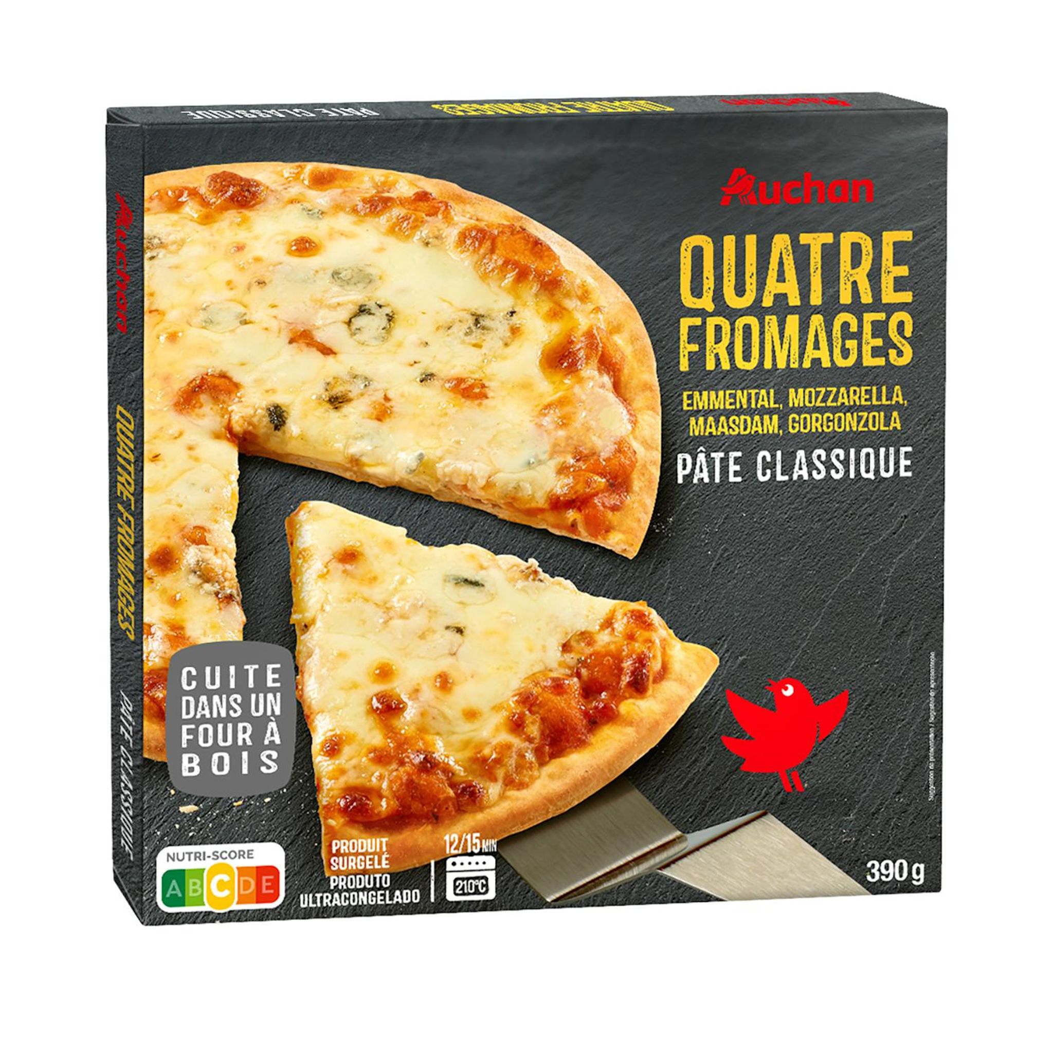 Voir la diapositive 2 : AUCHAN Pizza 4 fromages 390g