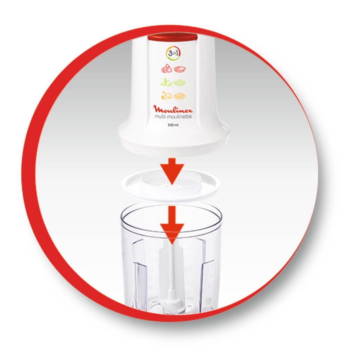 MOULINEX Mini hachoir Multi-Moulinette AT710110 - Blanc