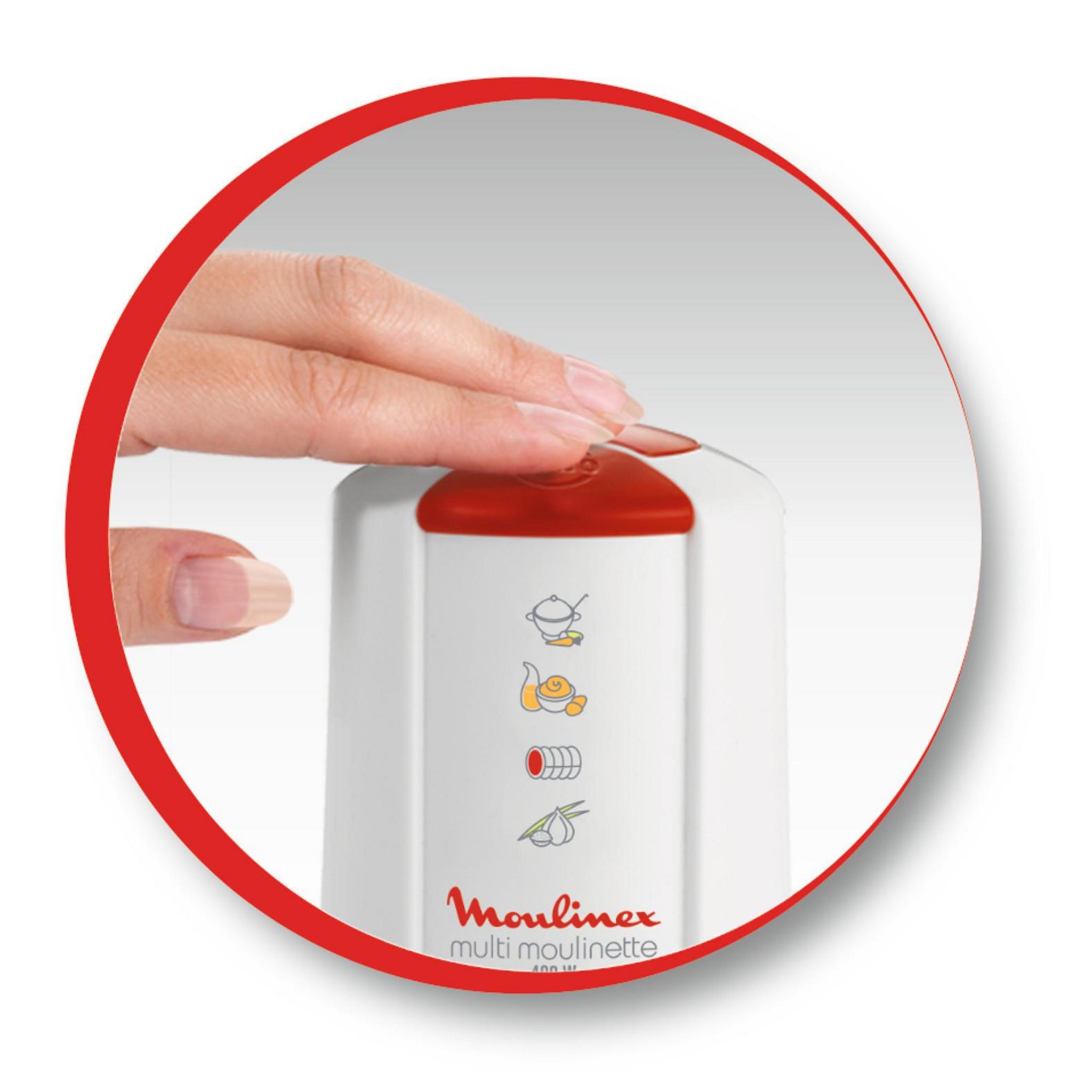 Voir la diapositive 9 : MOULINEX Mini hachoir Multi-Moulinette AT710110 - Blanc