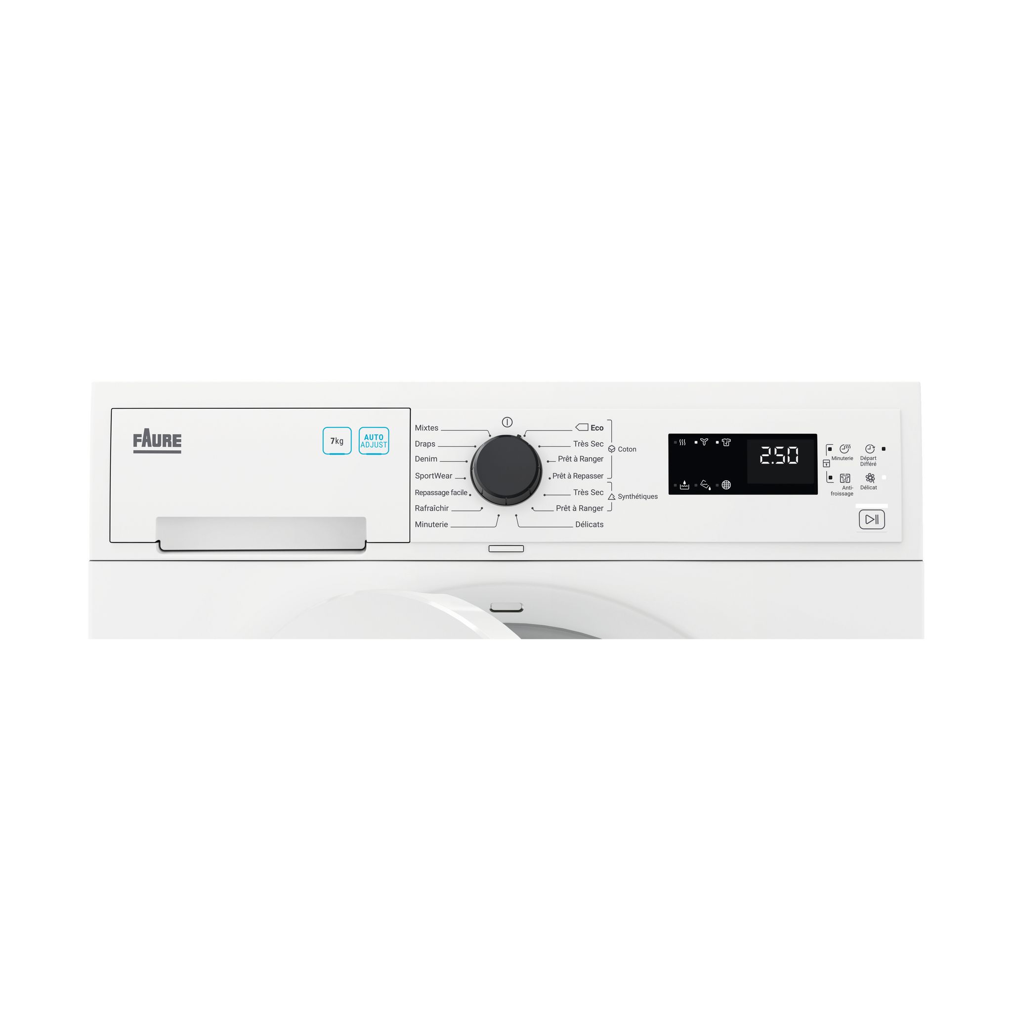 Voir la diapositive 4 : FAURE Sèche linge porte pleine FDP7406PZ, 7 kg, Condensation