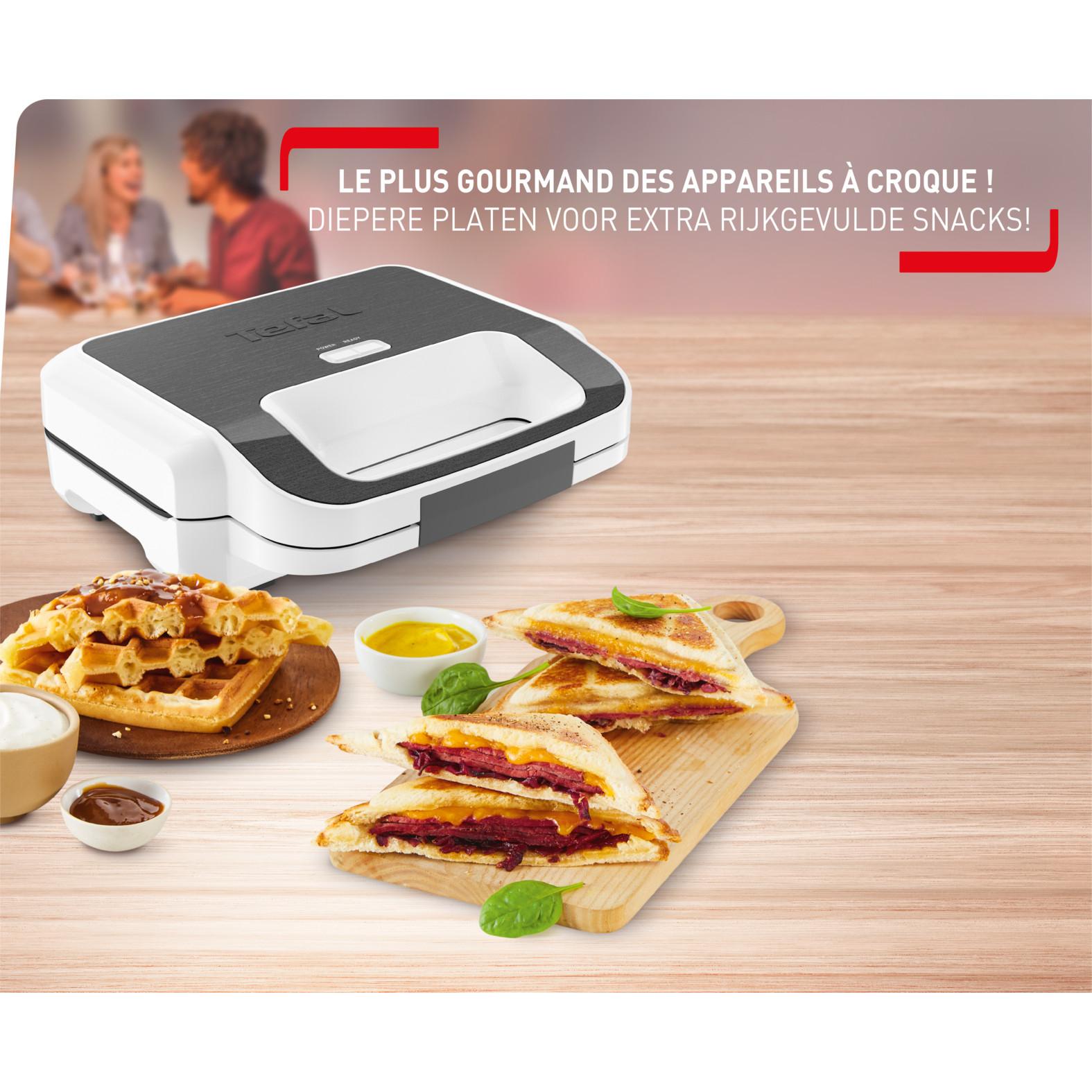 Voir la diapositive 2 : TEFAL Gaufrier Snack XL SW701110 - Blanc