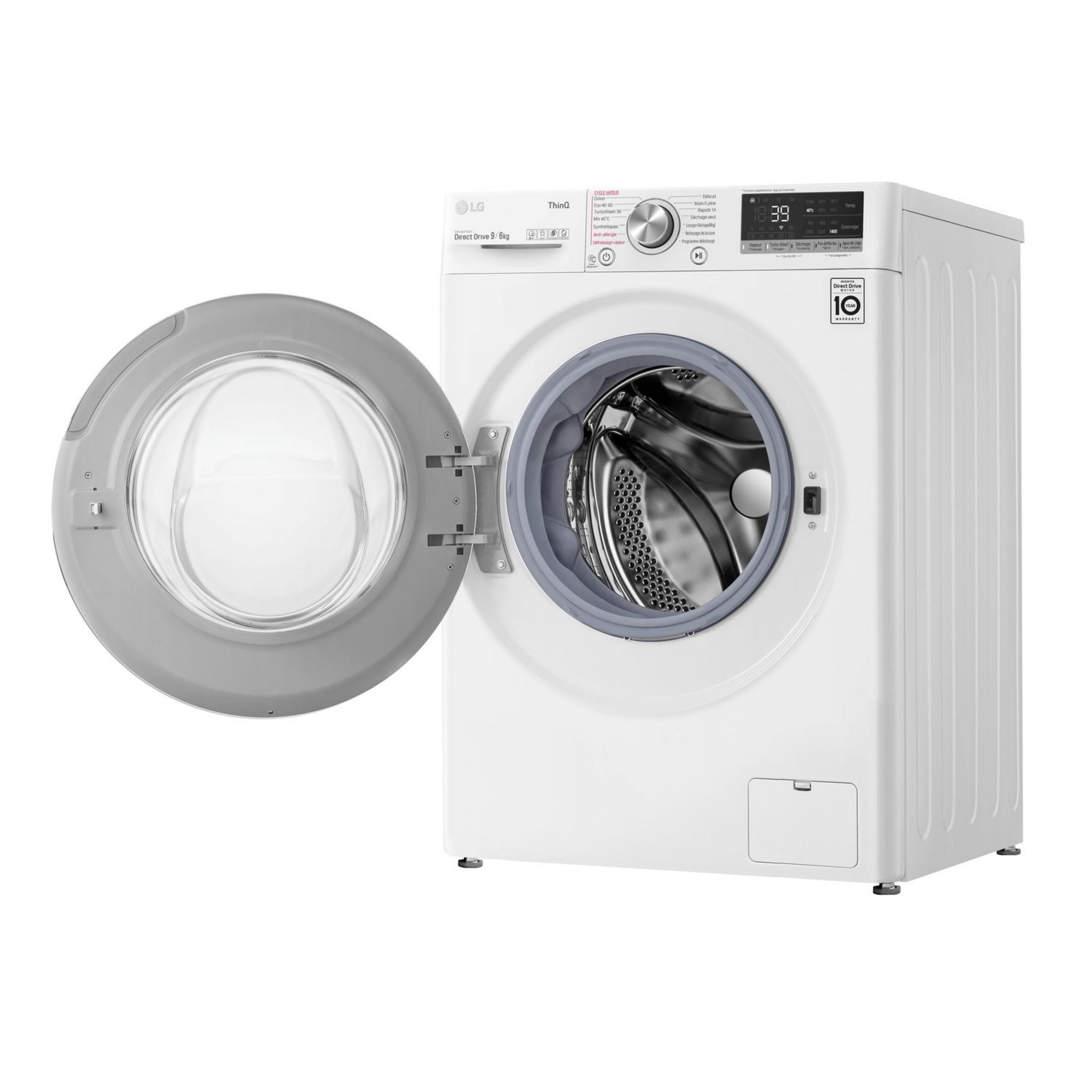 Voir la diapositive 4 : LG Lave linge séchant hublot F964V72WRHT, 9 kg de lavage, 6 k de séchage, 1400 T/min, Condensation