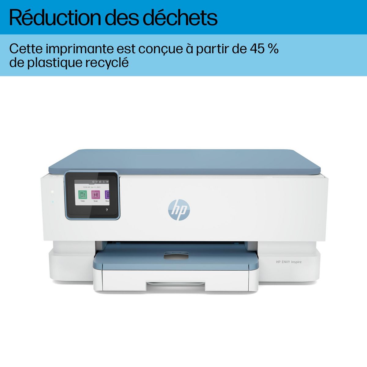 HP Imprimante ENVY 7221E - 3 mois d' Instant ink inclus avec HP+ - Blanc et Gris
