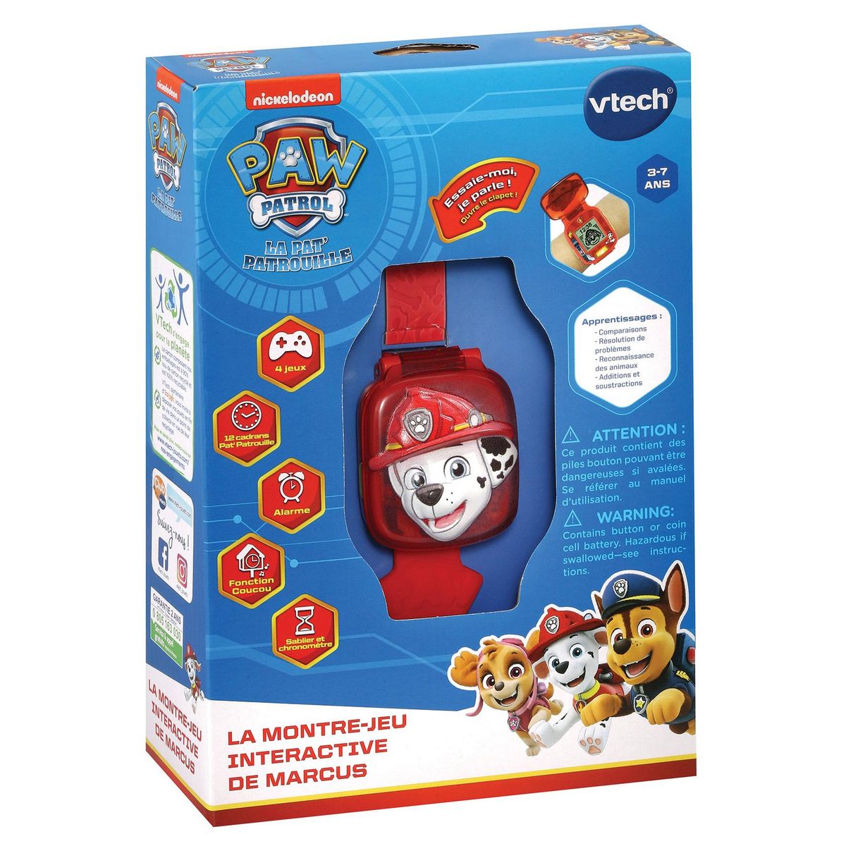 VTECH Montre de jeu interactive de Marcus - Pat Patrouille - Rouge
