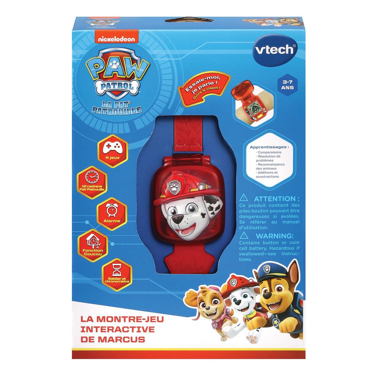 VTECH Montre de jeu interactive de Marcus - Pat Patrouille - Rouge
