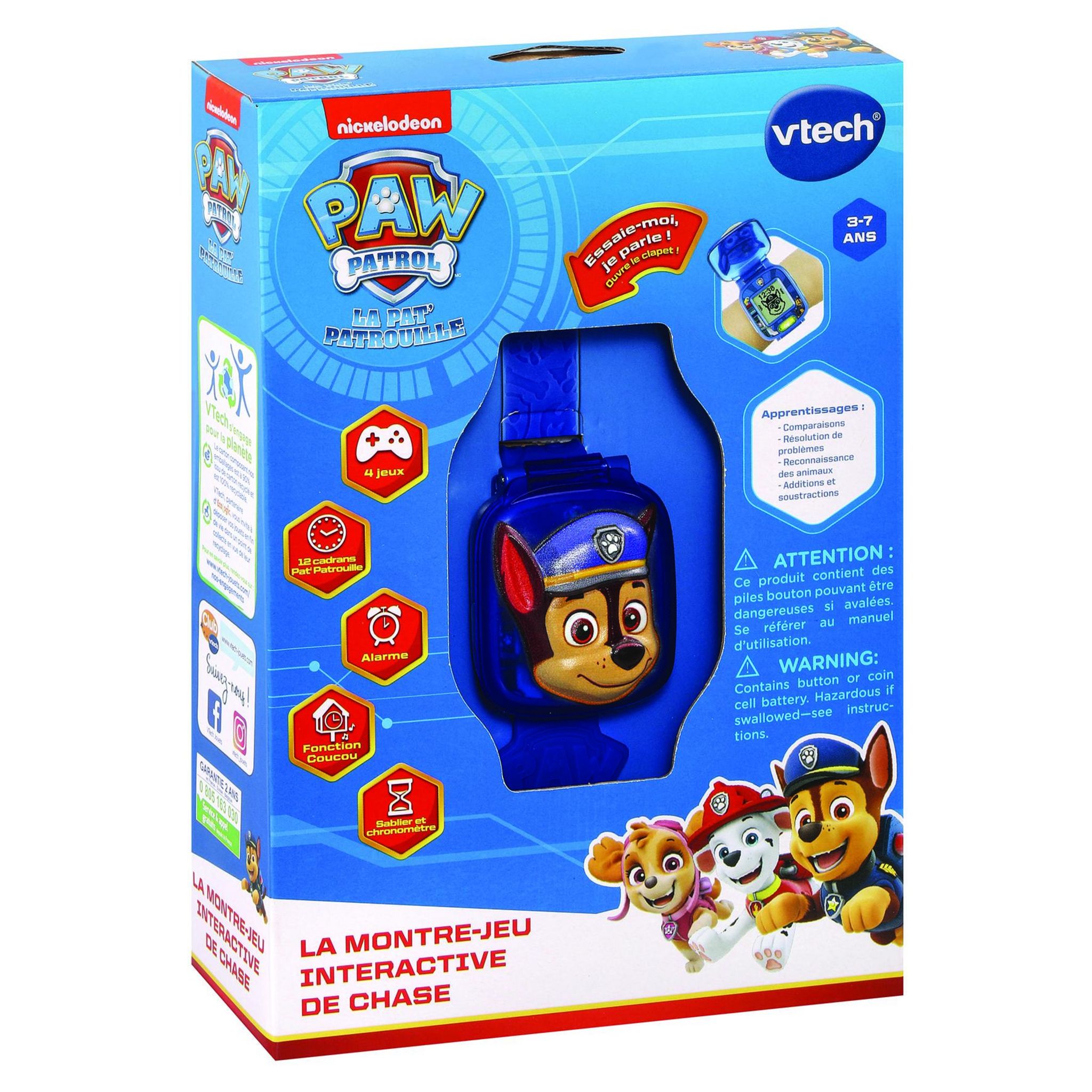 Voir la diapositive 6 : VTECH Montre de jeu interactive de Marcus - Pat Patrouille - Bleu