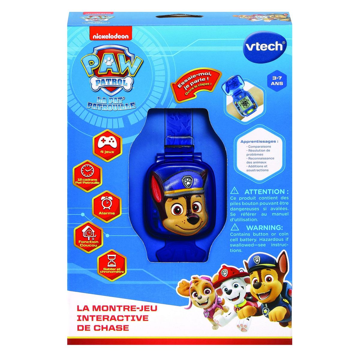 VTECH Montre de jeu interactive de Marcus - Pat Patrouille - Bleu