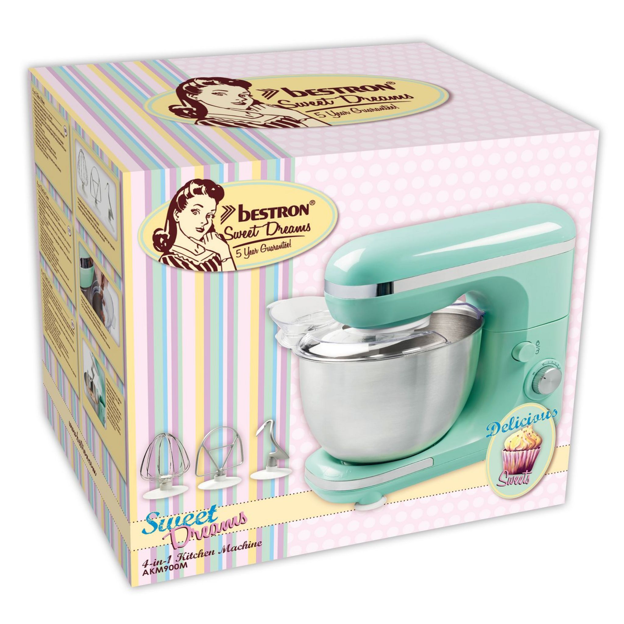 Voir la diapositive 2 : BESTRON Robot pâtissier AKM900M - Bleu