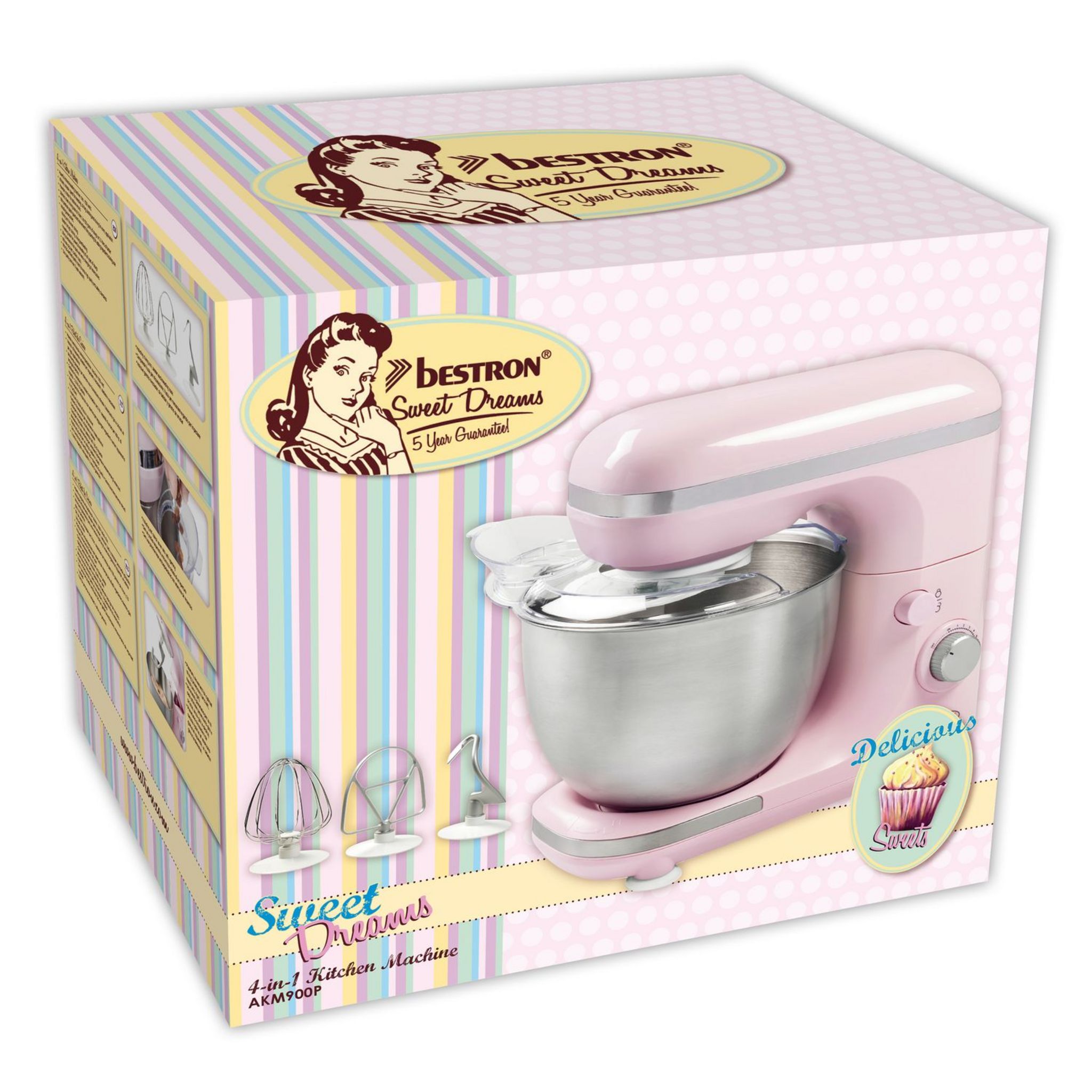 Voir la diapositive 2 : BESTRON Robot pâtissier AKM900M - Rose