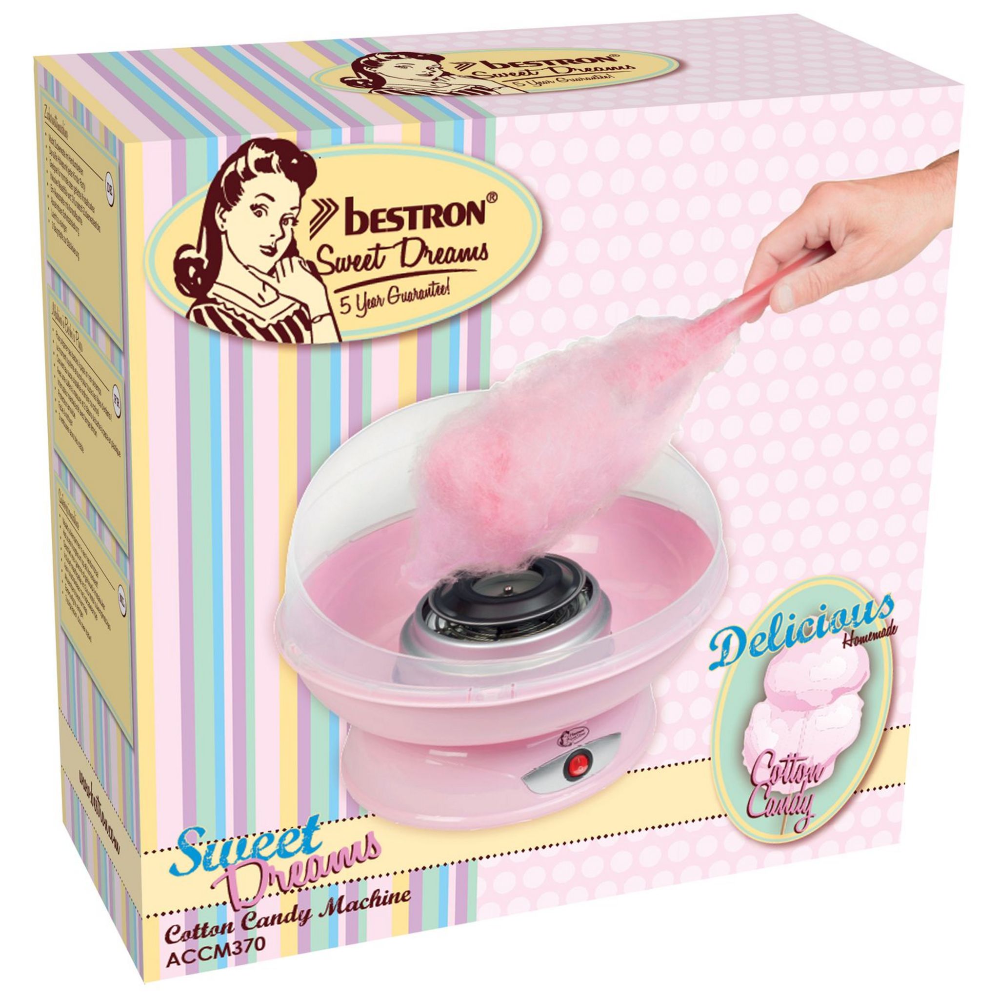 Voir la diapositive 2 : BESTRON Appareil à barbe à papa ACCM370 - Rose