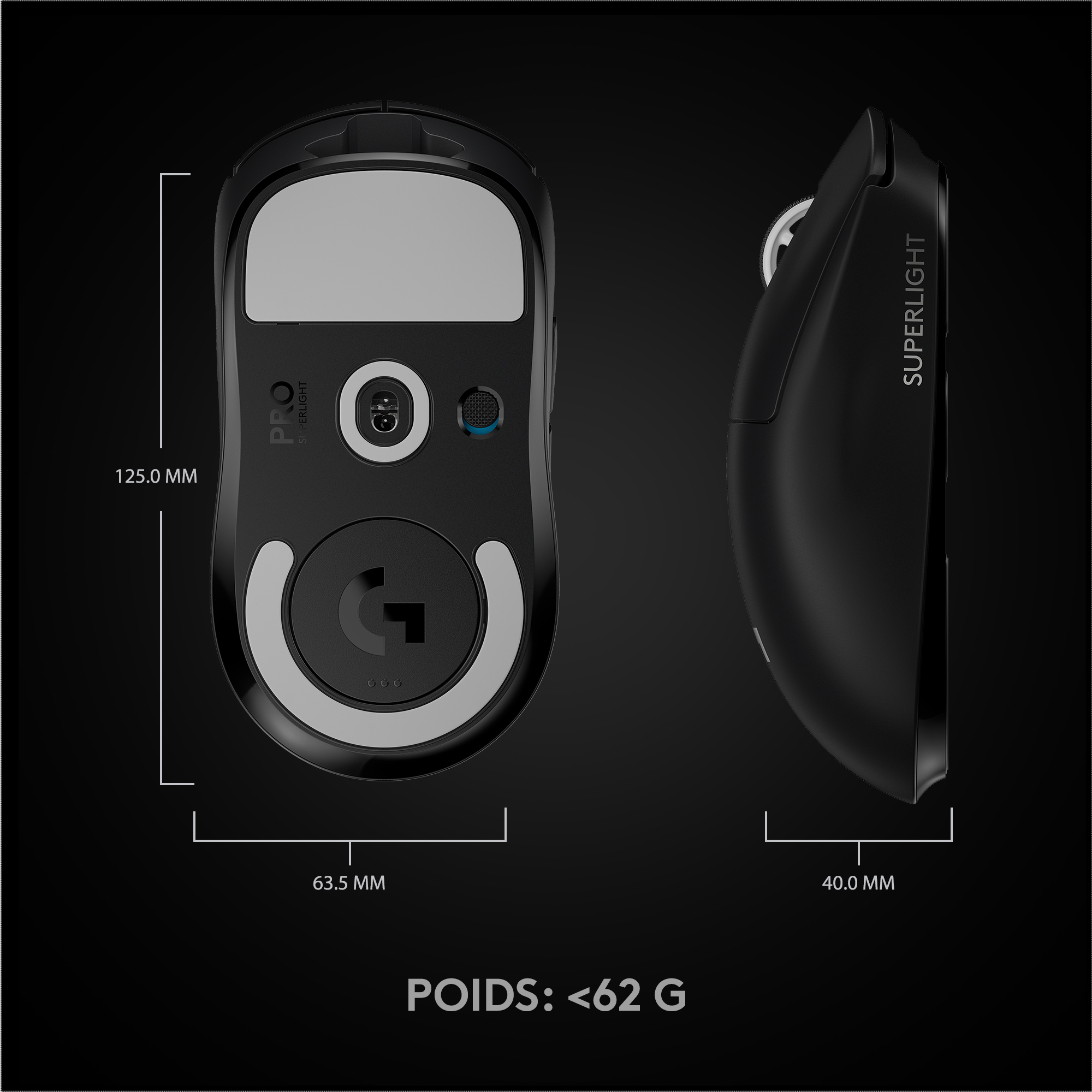 Voir la diapositive 8 : LOGITECH Souris SF PRO X NR - Noir