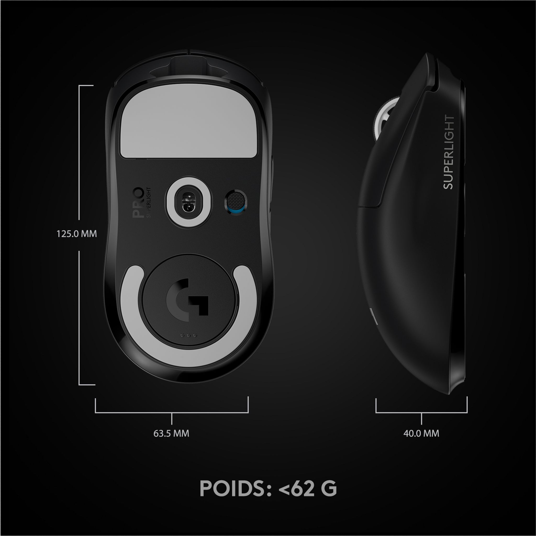 Voir la diapositive 8 : LOGITECH Souris SF PRO X NR - Noir