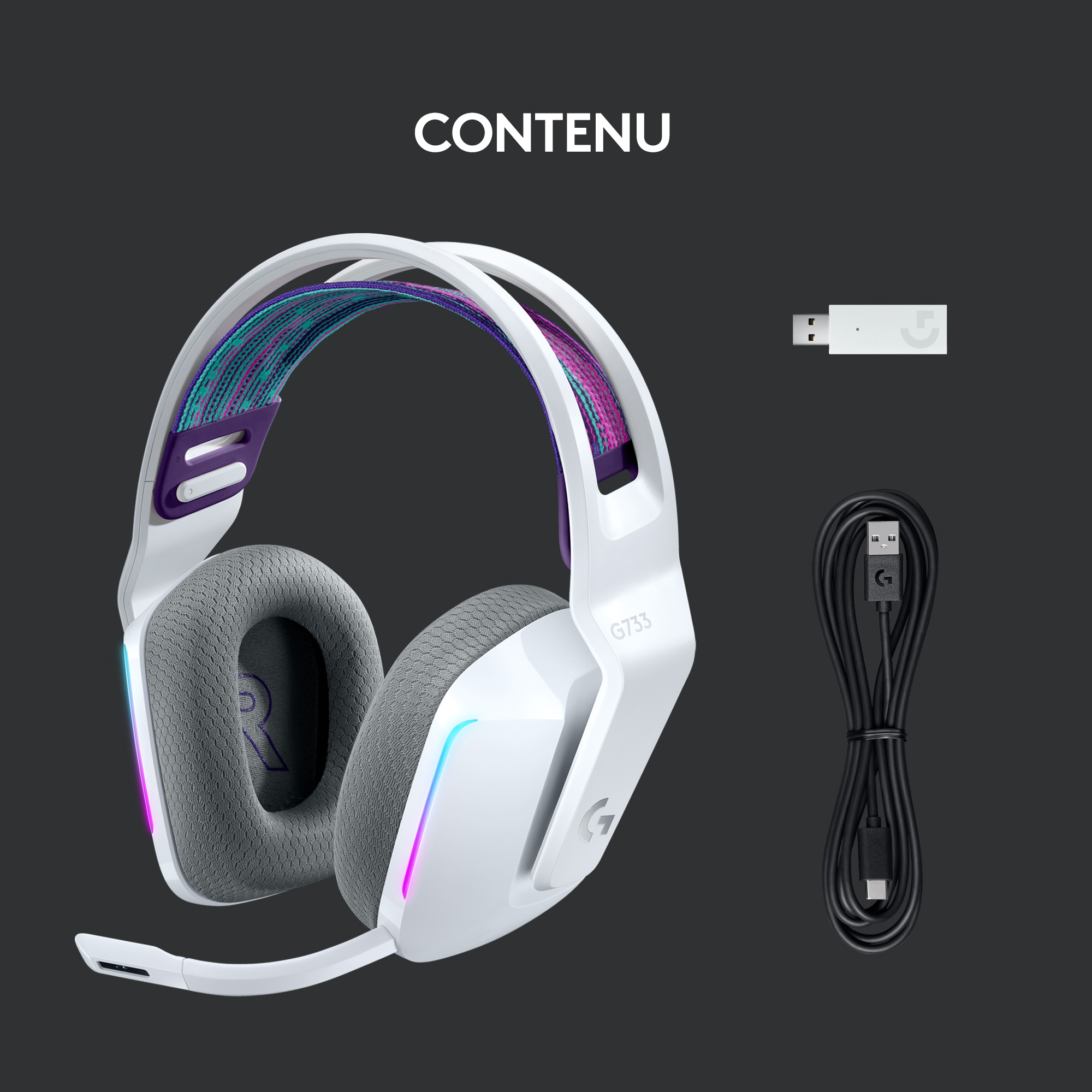 Voir la diapositive 6 : LOGITECH Casque G733 G SF BLC - Blanc