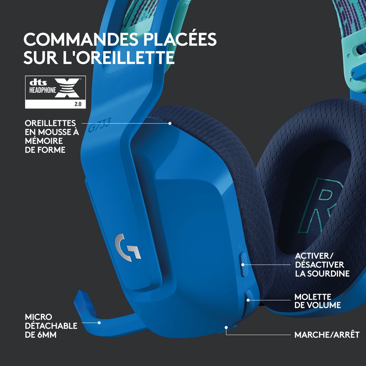 LOGITECH Casque audio G733 G SF - Bleu