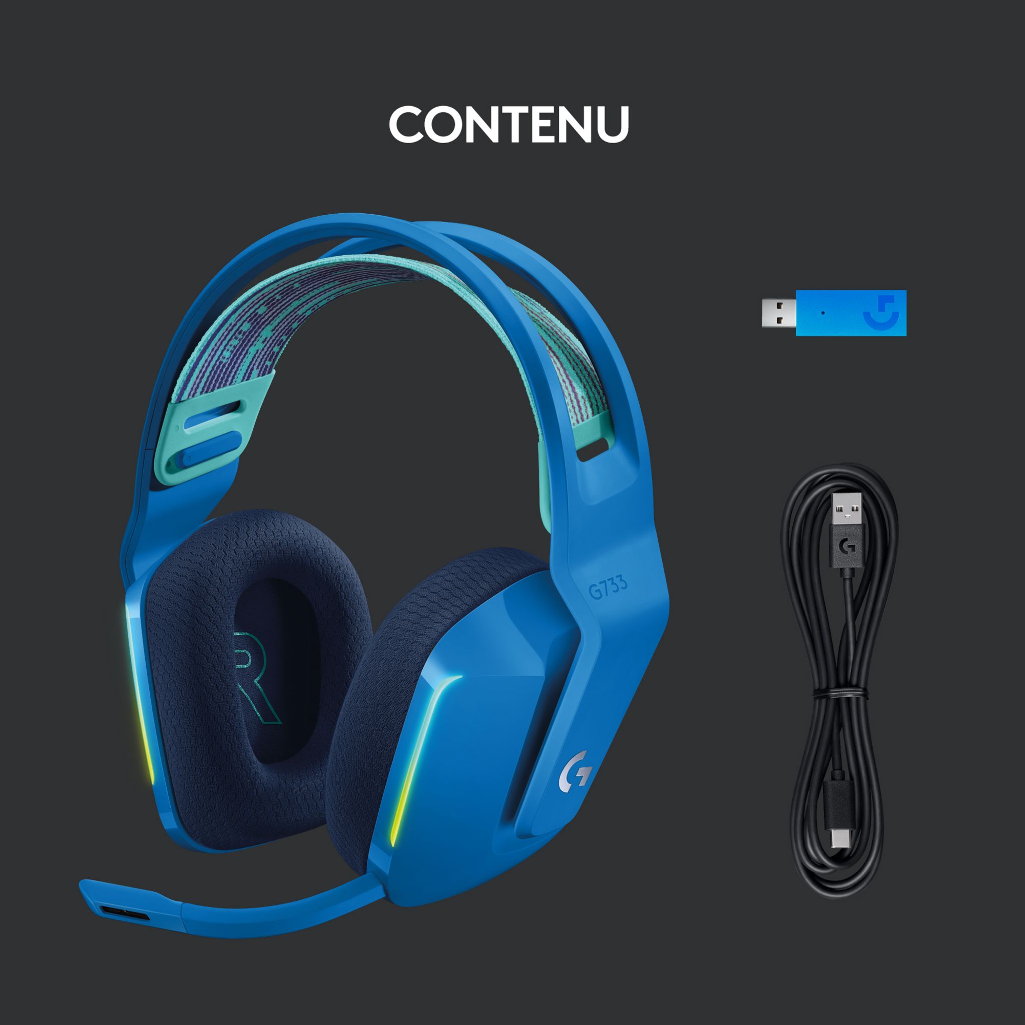 Voir la diapositive 6 : LOGITECH Casque audio G733 G SF - Bleu