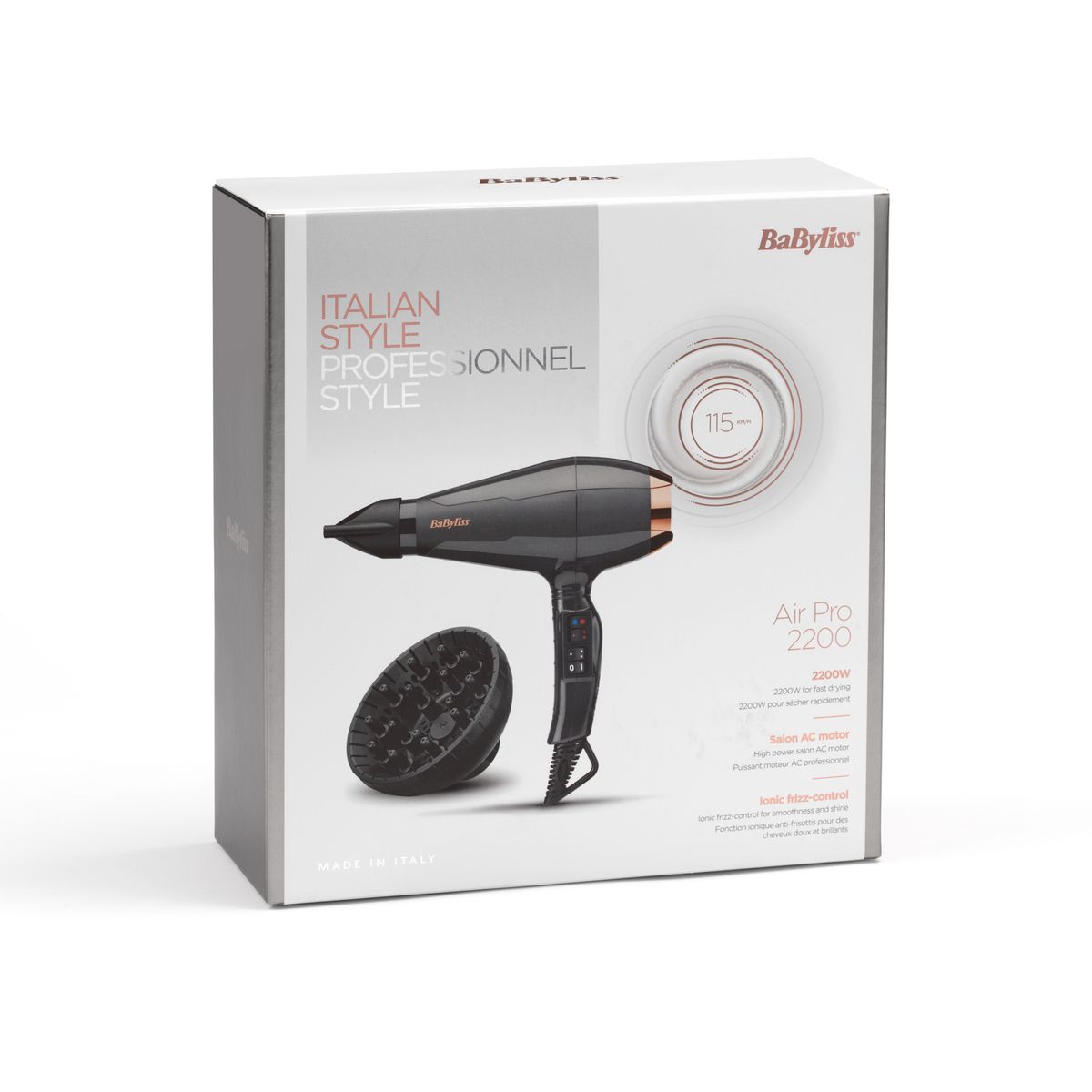 BABYLISS Sèche cheveux professionnel avec diffuseur 6719DE - Noir