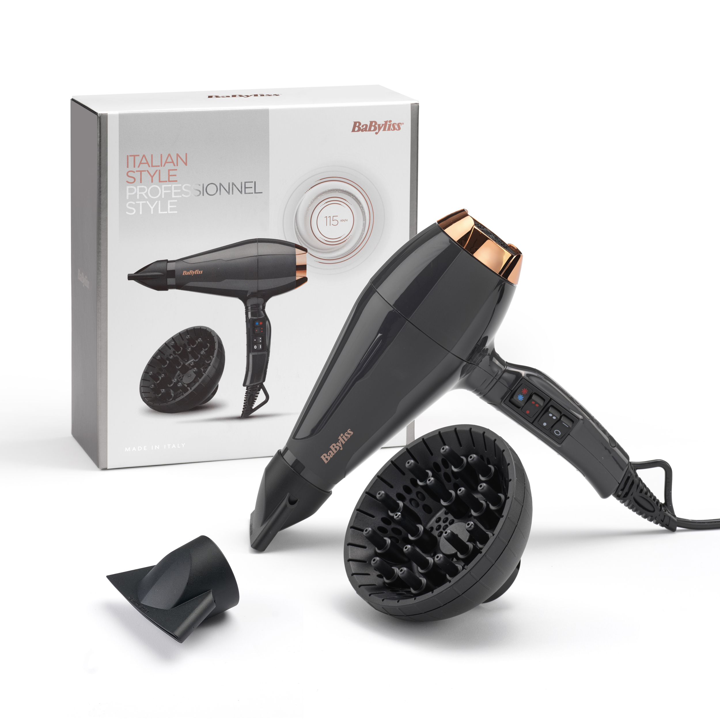 Voir la diapositive 5 : BABYLISS Sèche cheveux professionnel avec diffuseur 6719DE - Noir