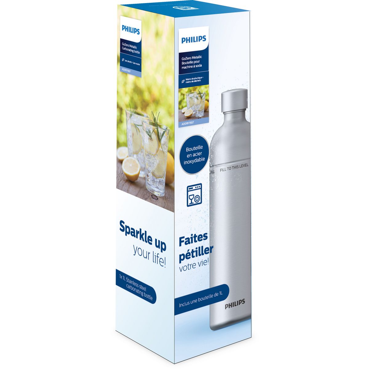 PHILIPS Bouteille acier inoxydable 1 L ADD917STT - Gris