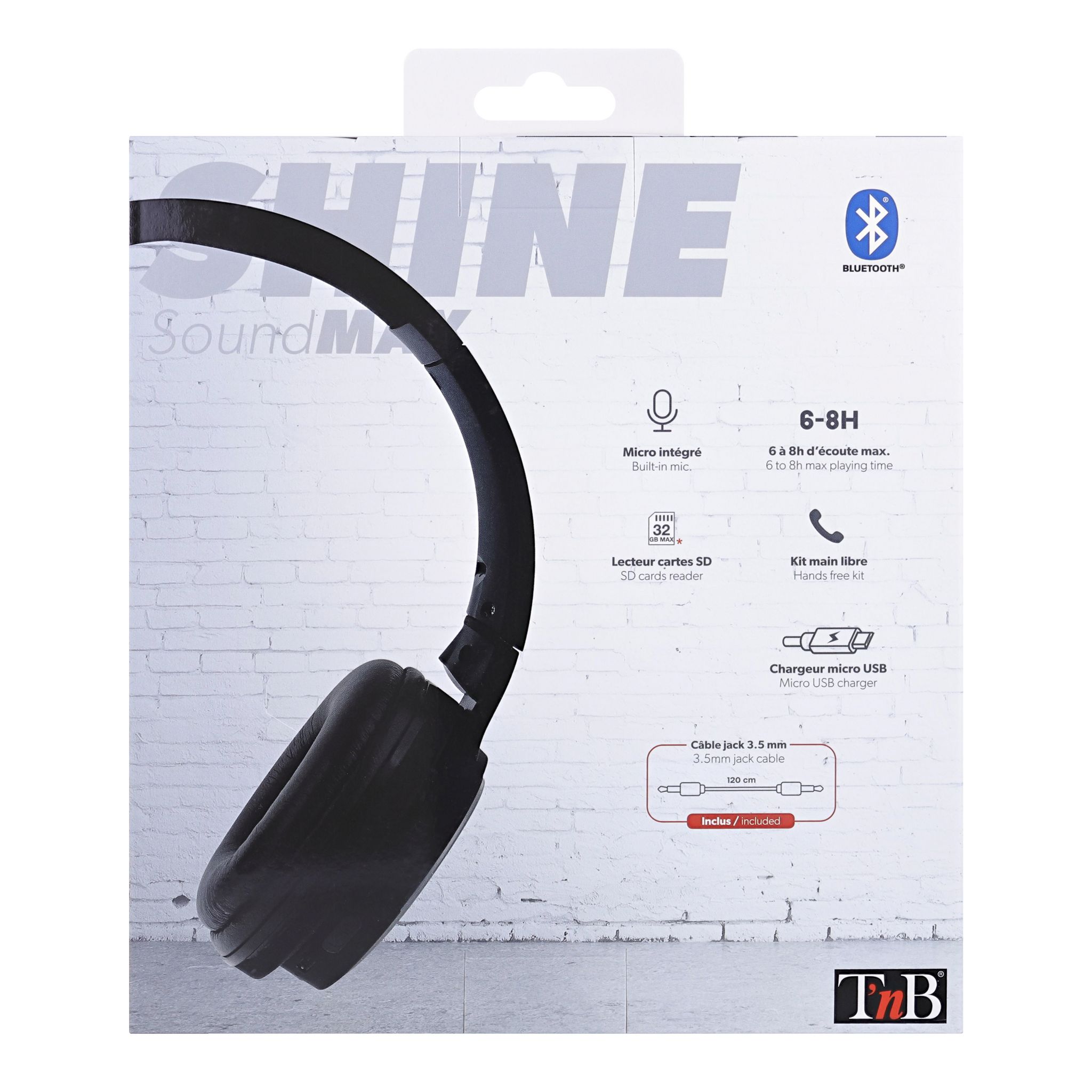 Voir la diapositive 7 : TNB Caque Bluetooth Shine 3 - Noir