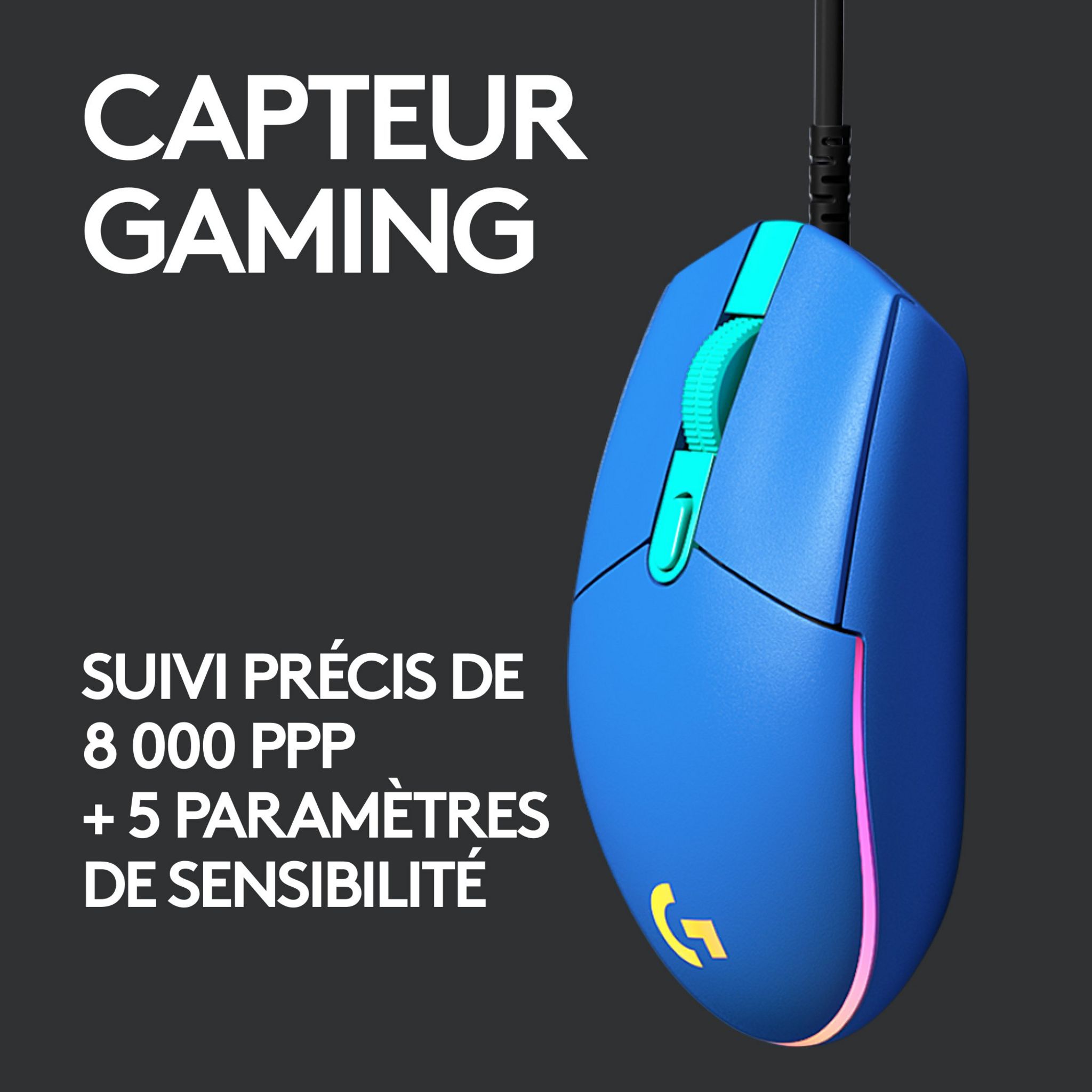 Voir la diapositive 3 : LOGITECH Souris G203 BL Gaming - Bleu