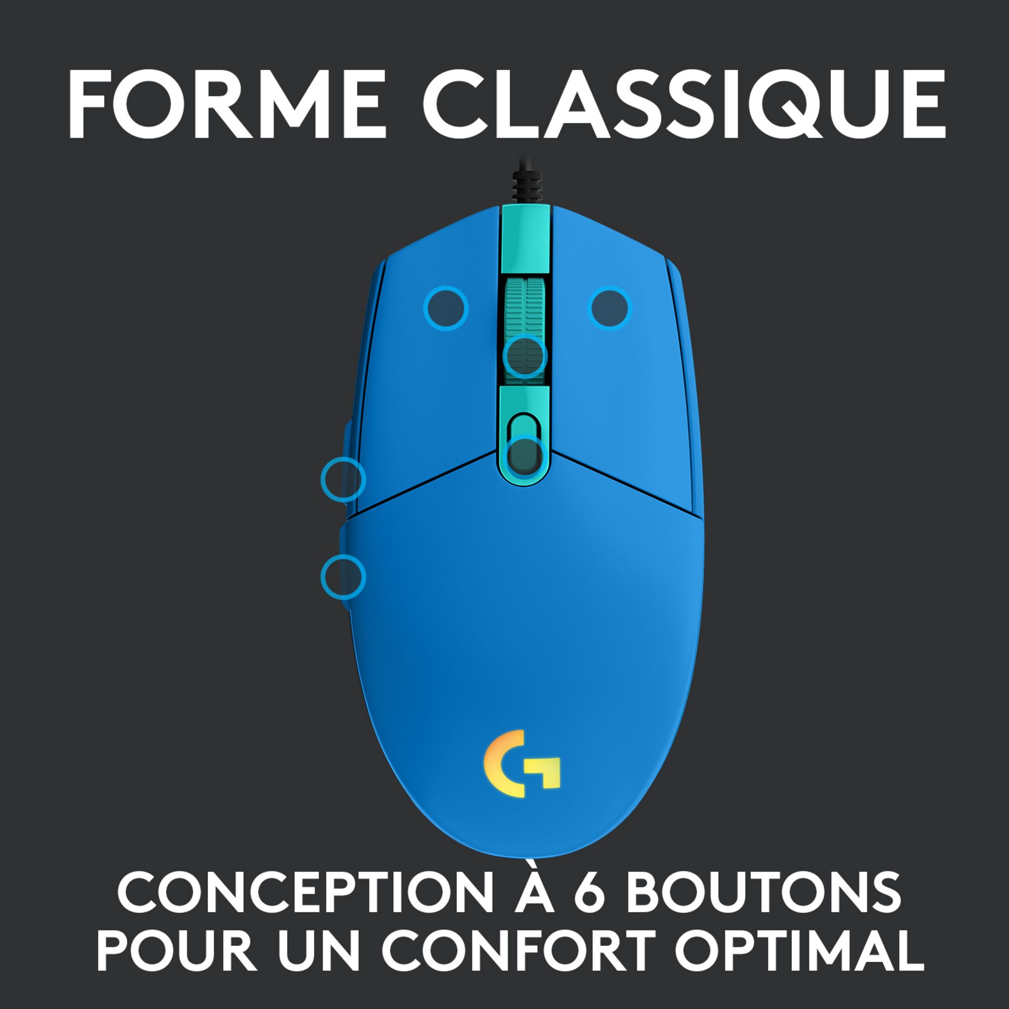 Voir la diapositive 4 : LOGITECH Souris G203 BL Gaming - Bleu