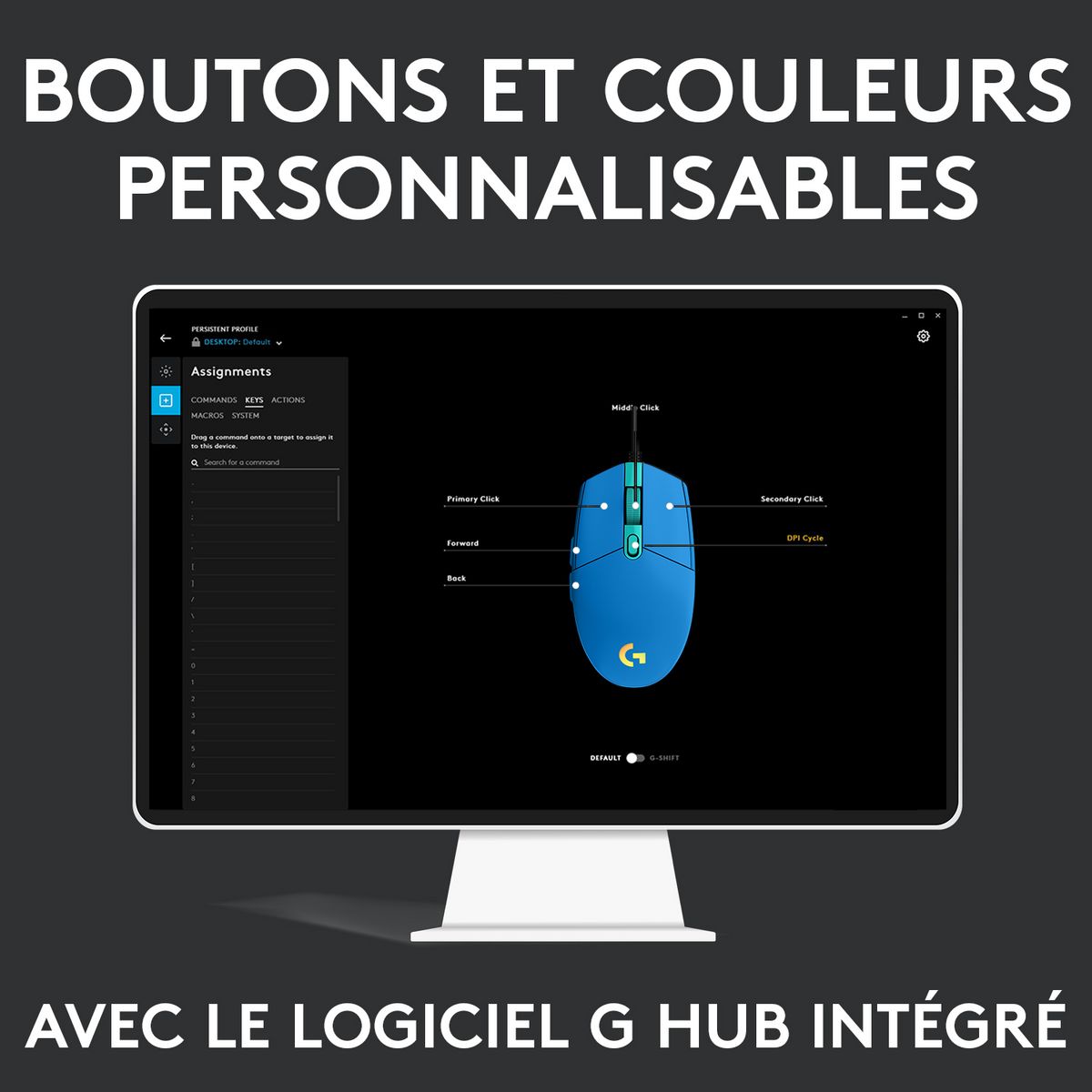 LOGITECH Souris G203 BL Gaming - Bleu