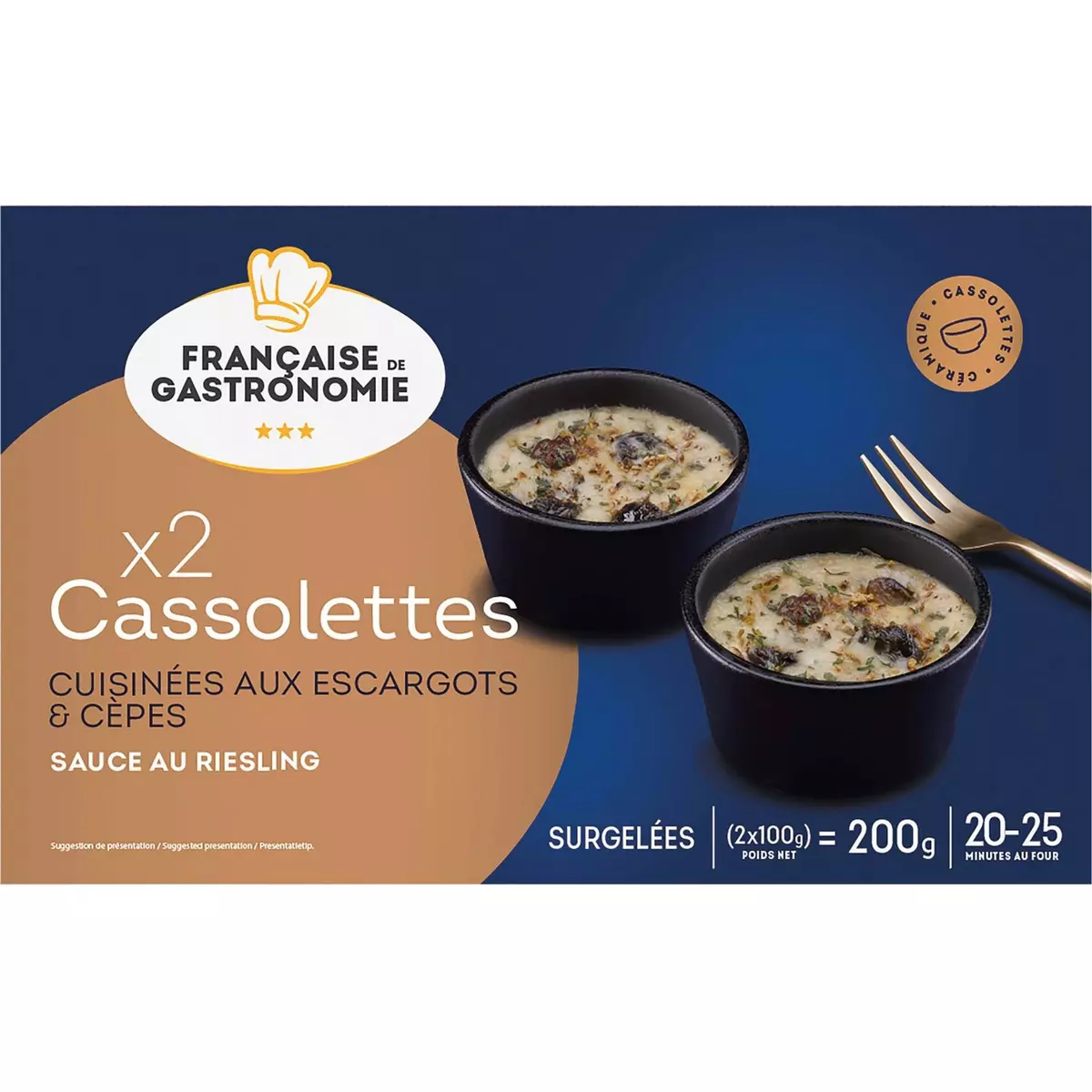 FRANCAISE DE GASTRONOMIE Cassolettes cuisinées aux escargots et cèpes sauce Riesling 2x100g