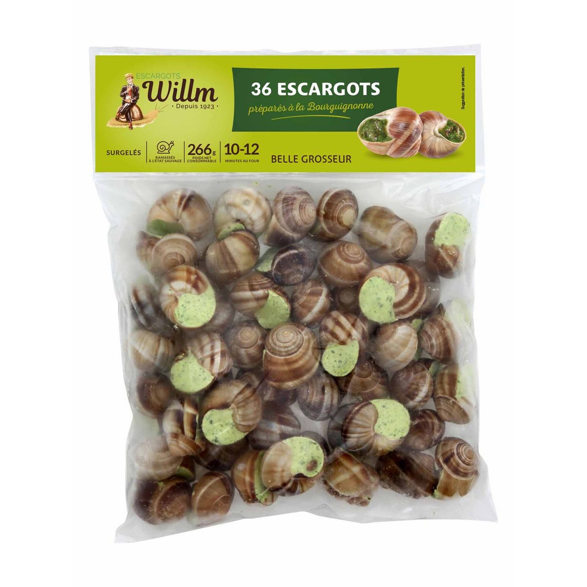 WILLM Escargots préparés à la bourguignonne 36 pièces 266g