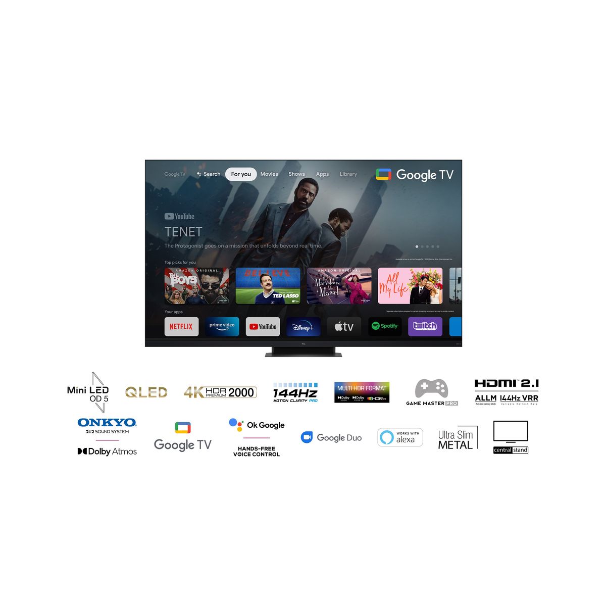 Voir la diapositive 8 : TCL 75C935 TV QLED MINI LED Ultra HD 189cm Google TV