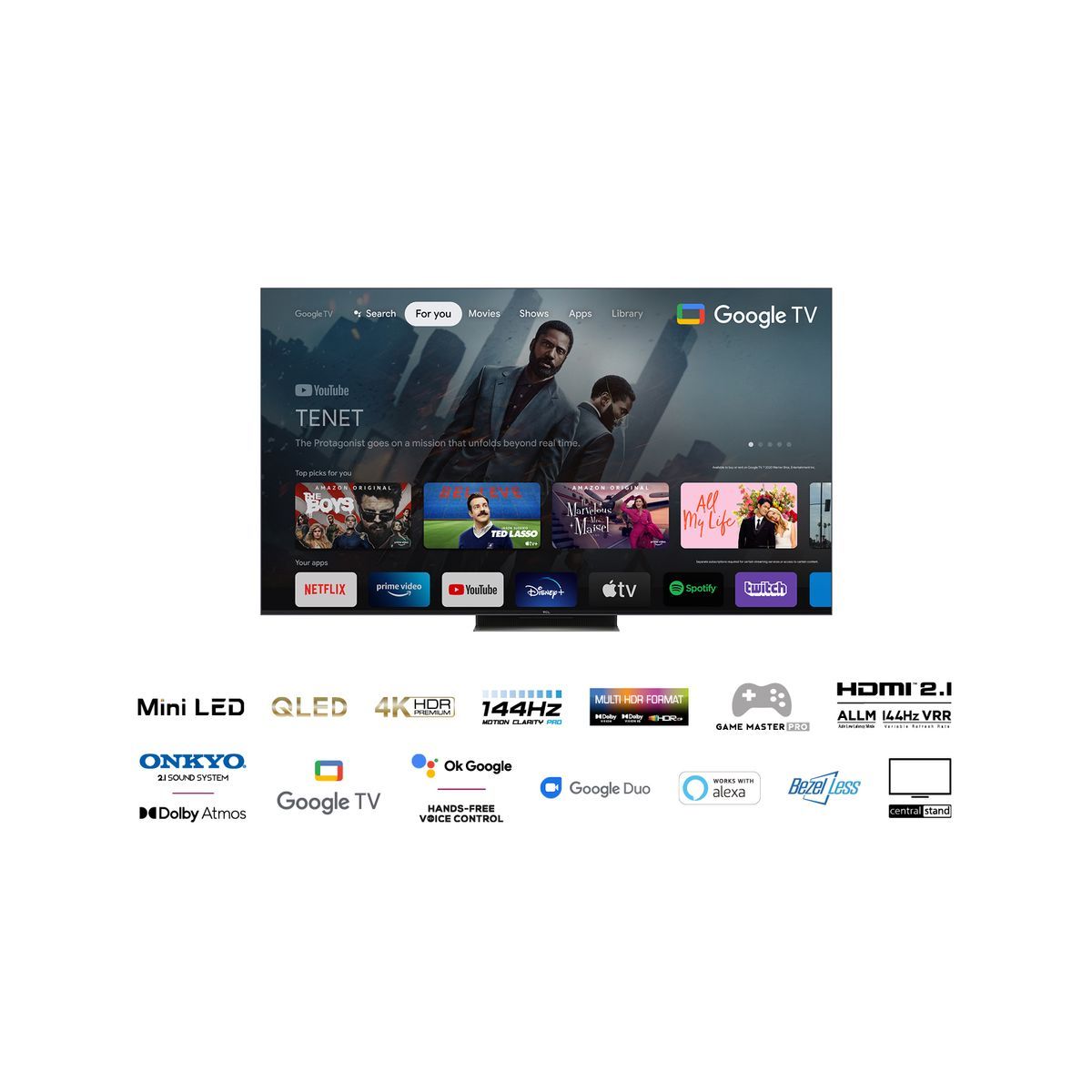TCL 65C835 TV QLED MINI LED Ultra HD 165 cm Google TV