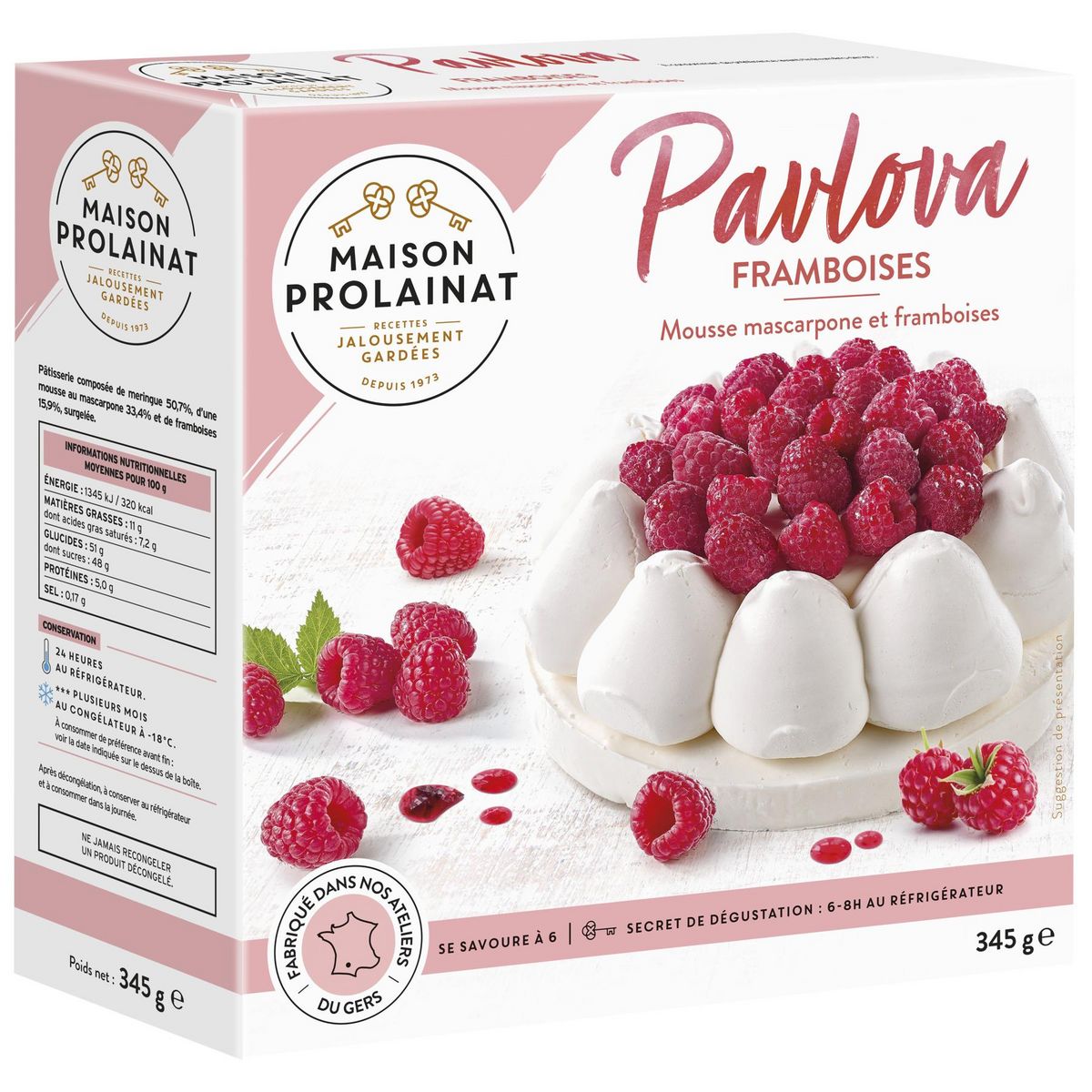 MAISON PROLAINAT Pavlova framboises 6 parts 345g