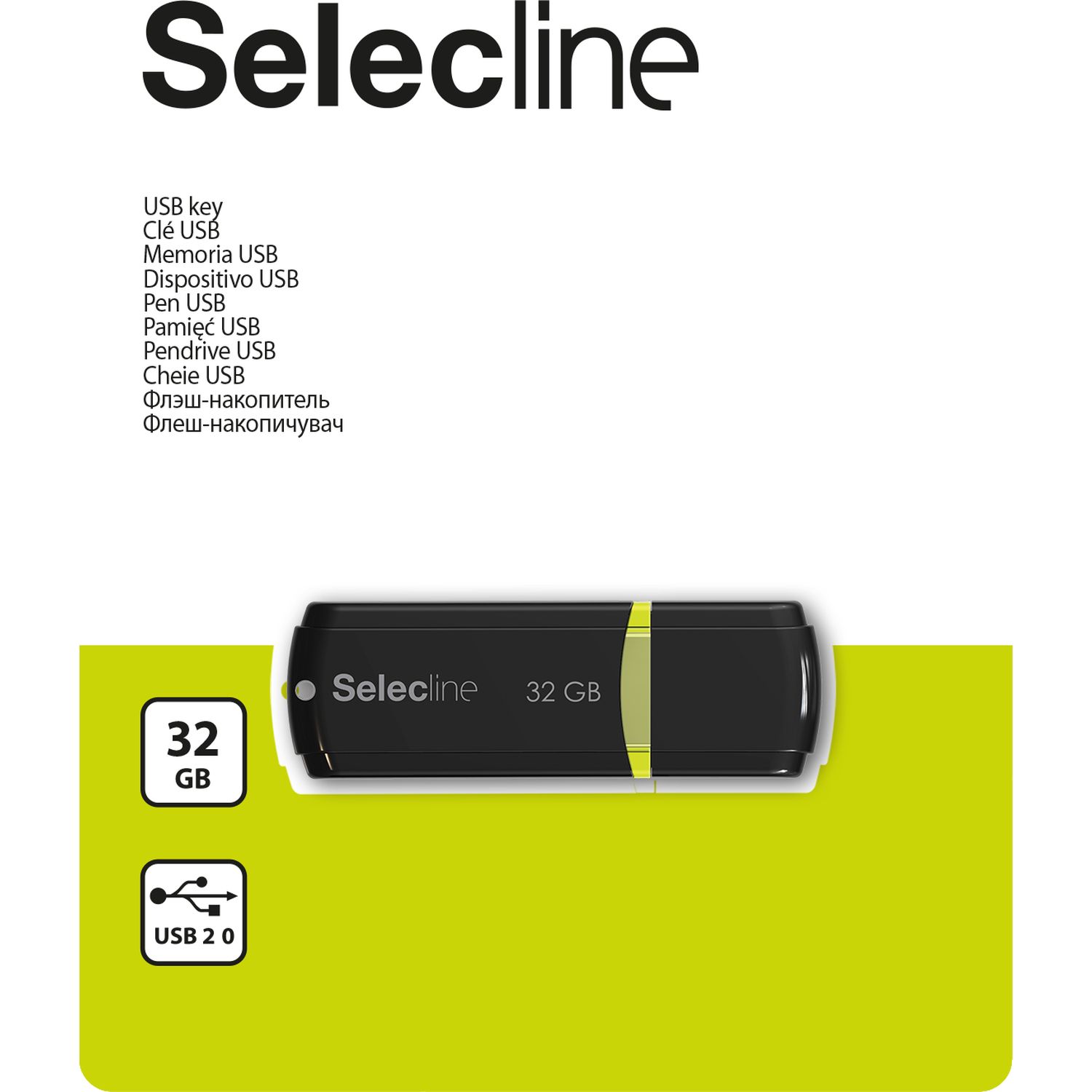 Voir la diapositive 2 : SELECLINE Clé USB 32GO C160 NR/VRT - Noir et vert