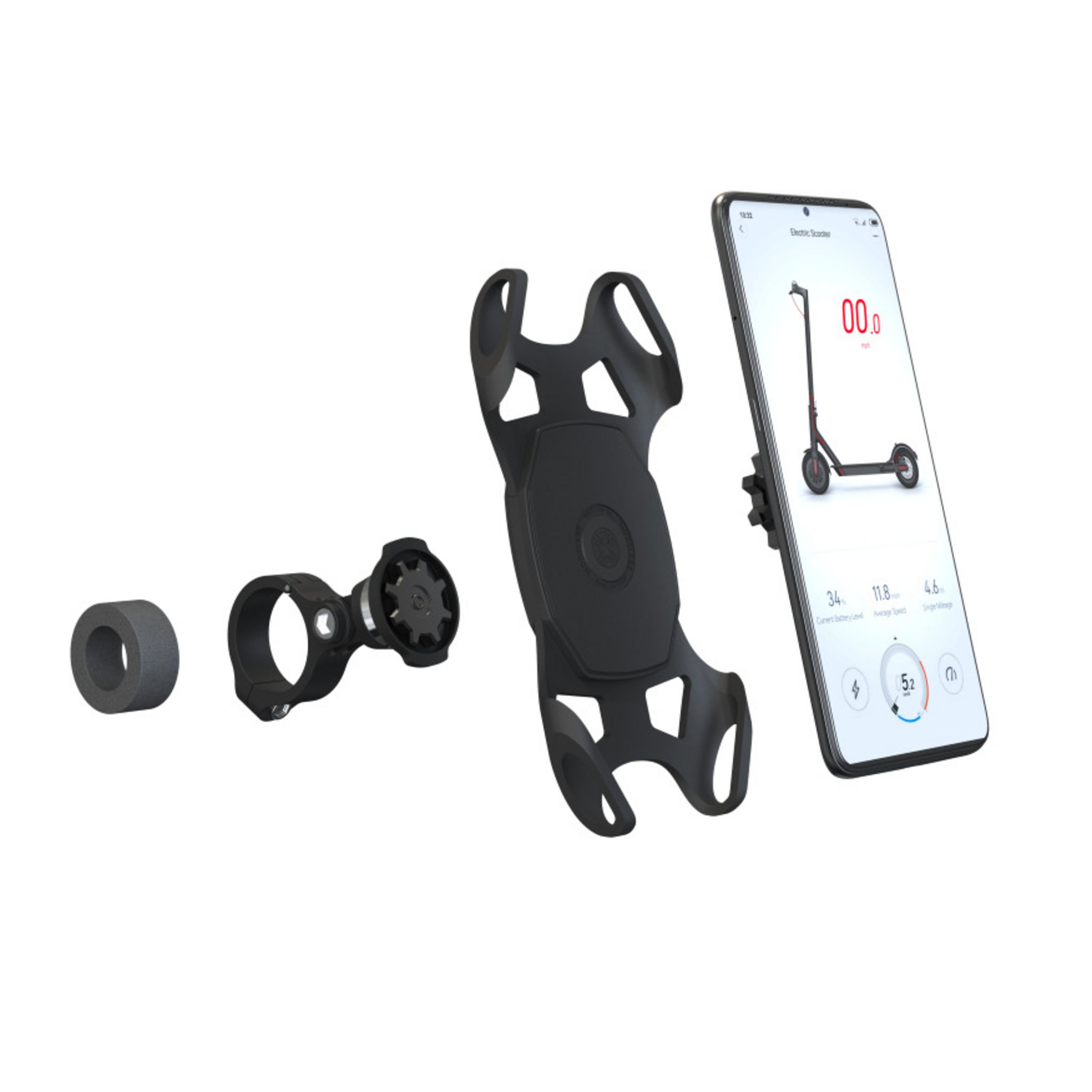 Voir la diapositive 5 : CASR Support téléphone pour trottinette et vélo -  Noir