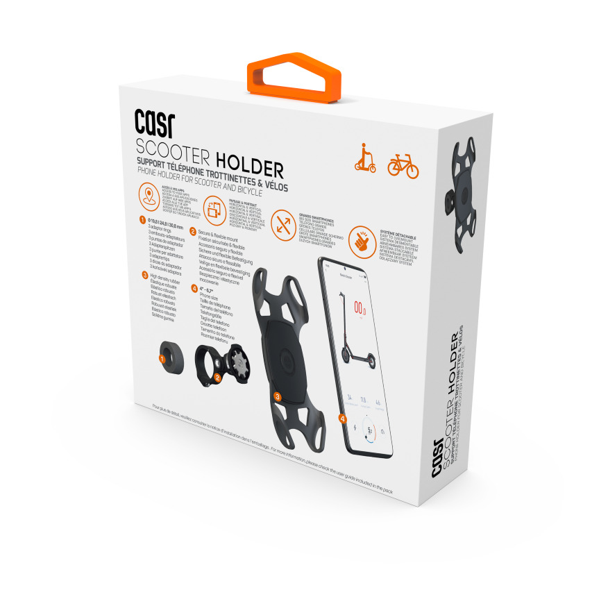 Voir la diapositive 6 : CASR Support téléphone pour trottinette et vélo -  Noir