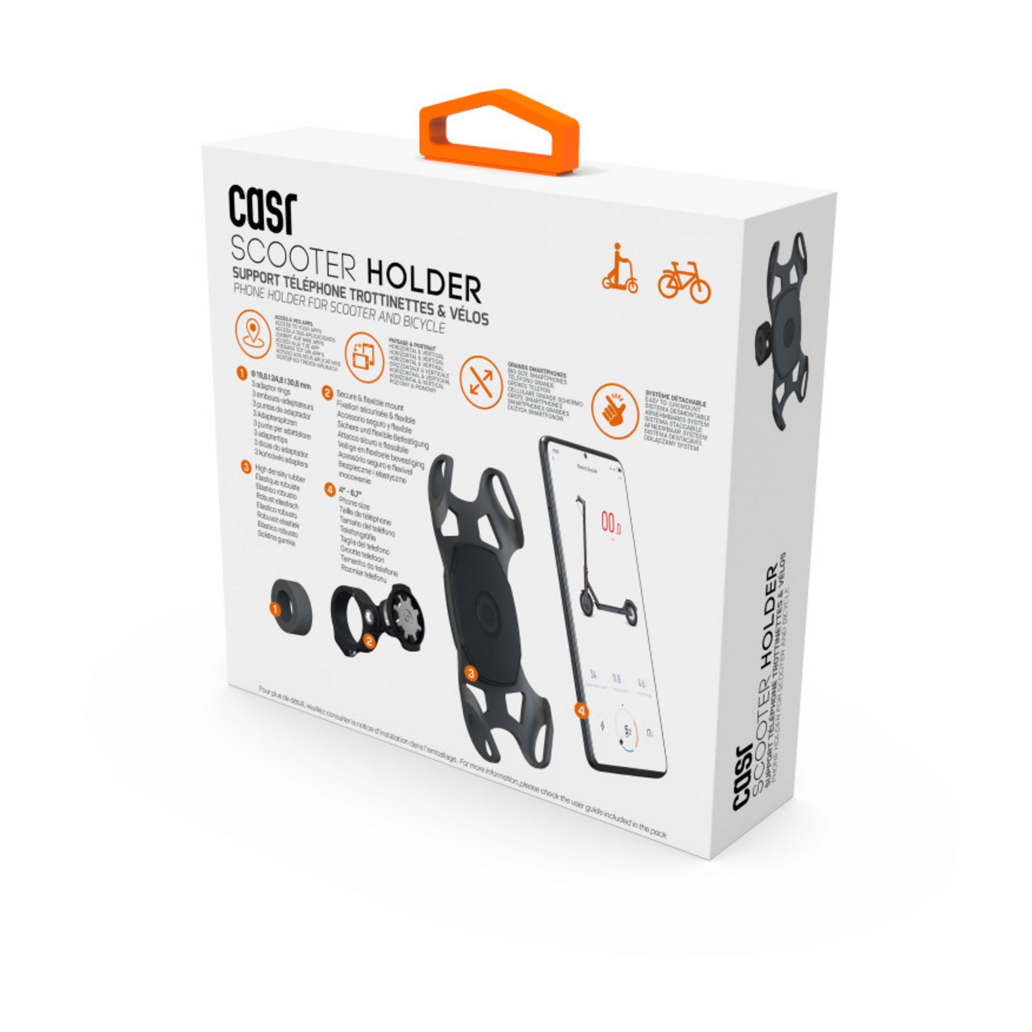 Voir la diapositive 6 : CASR Support téléphone pour trottinette et vélo -  Noir