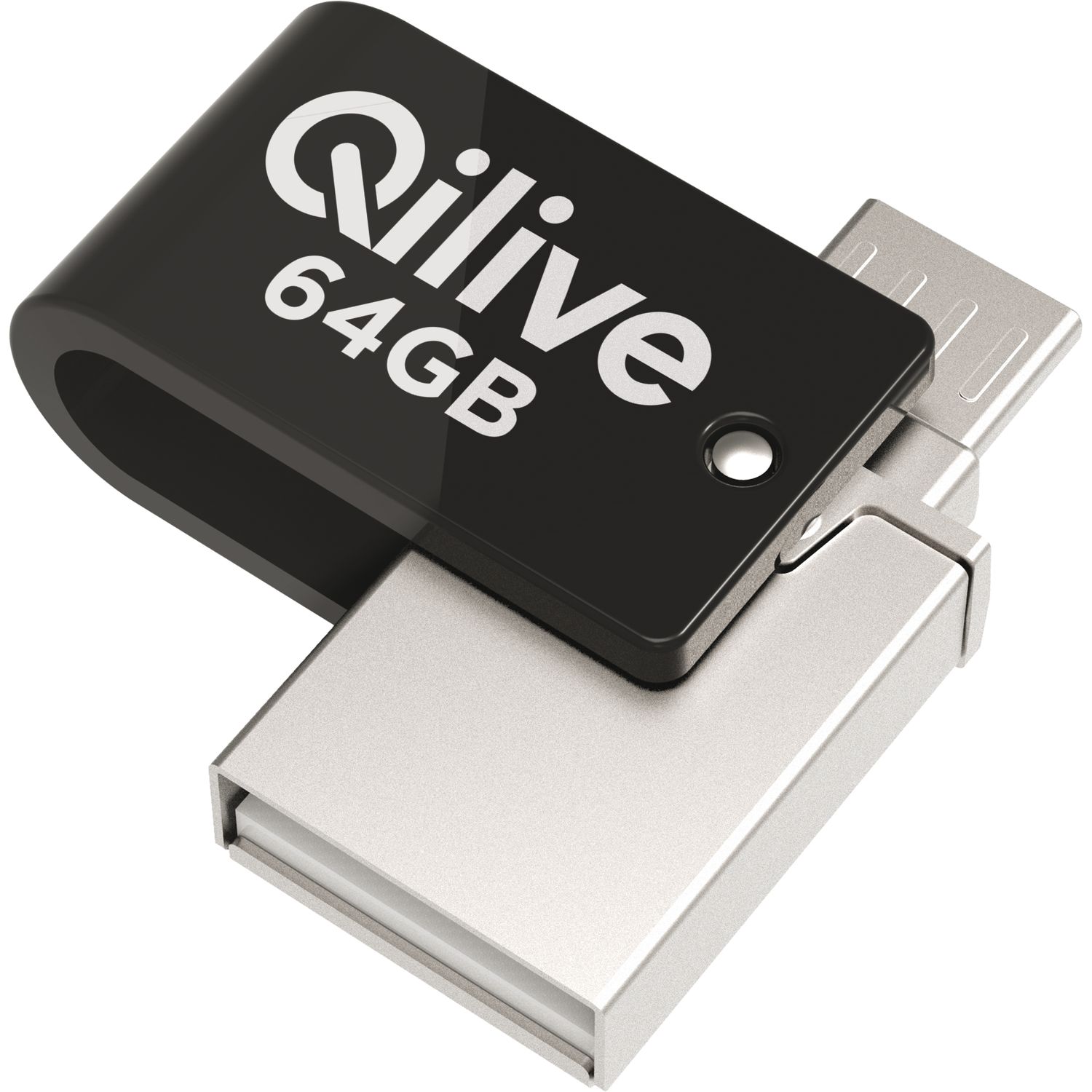 Voir la diapositive 3 : QILIVE Clé USB 64GO T260 USB/M USB - Blanc et noir