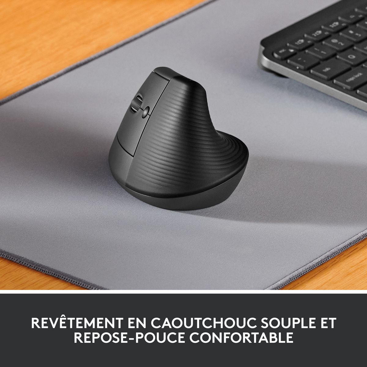 LOGITECH Souris sans fil LIFT ergonomique - Main gauche - Gris noir