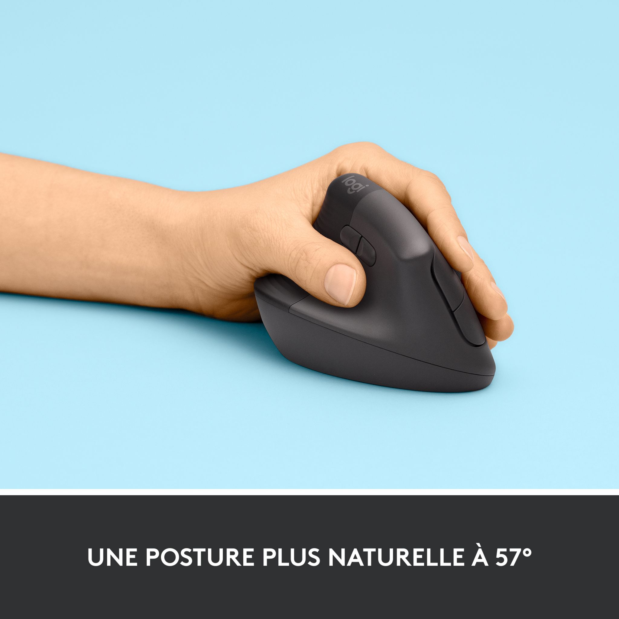 Voir la diapositive 3 : LOGITECH Souris sans fil LIFT ergonomique - Main gauche - Gris noir