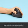 Voir la diapositive 3 : LOGITECH Souris sans fil LIFT ergonomique - Main gauche - Gris noir