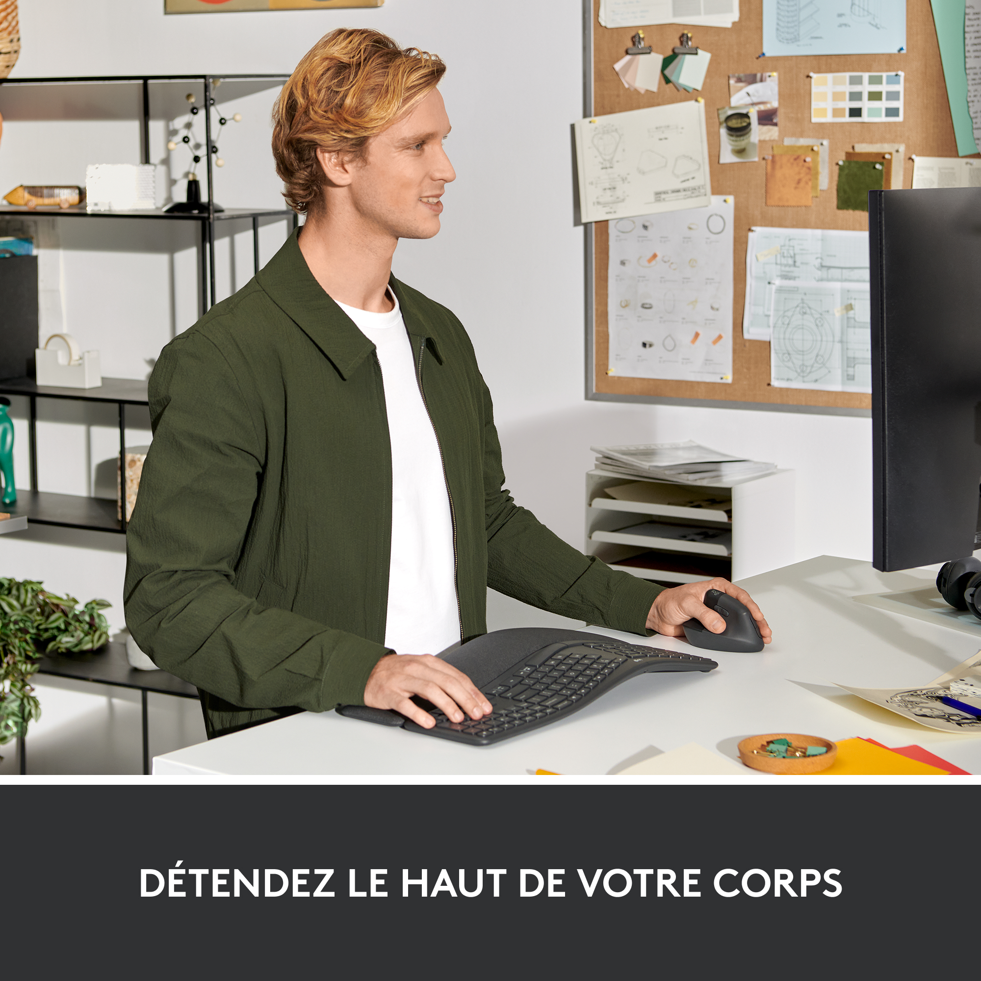 Voir la diapositive 4 : LOGITECH Souris sans fil LIFT ergonomique - Main gauche - Gris noir