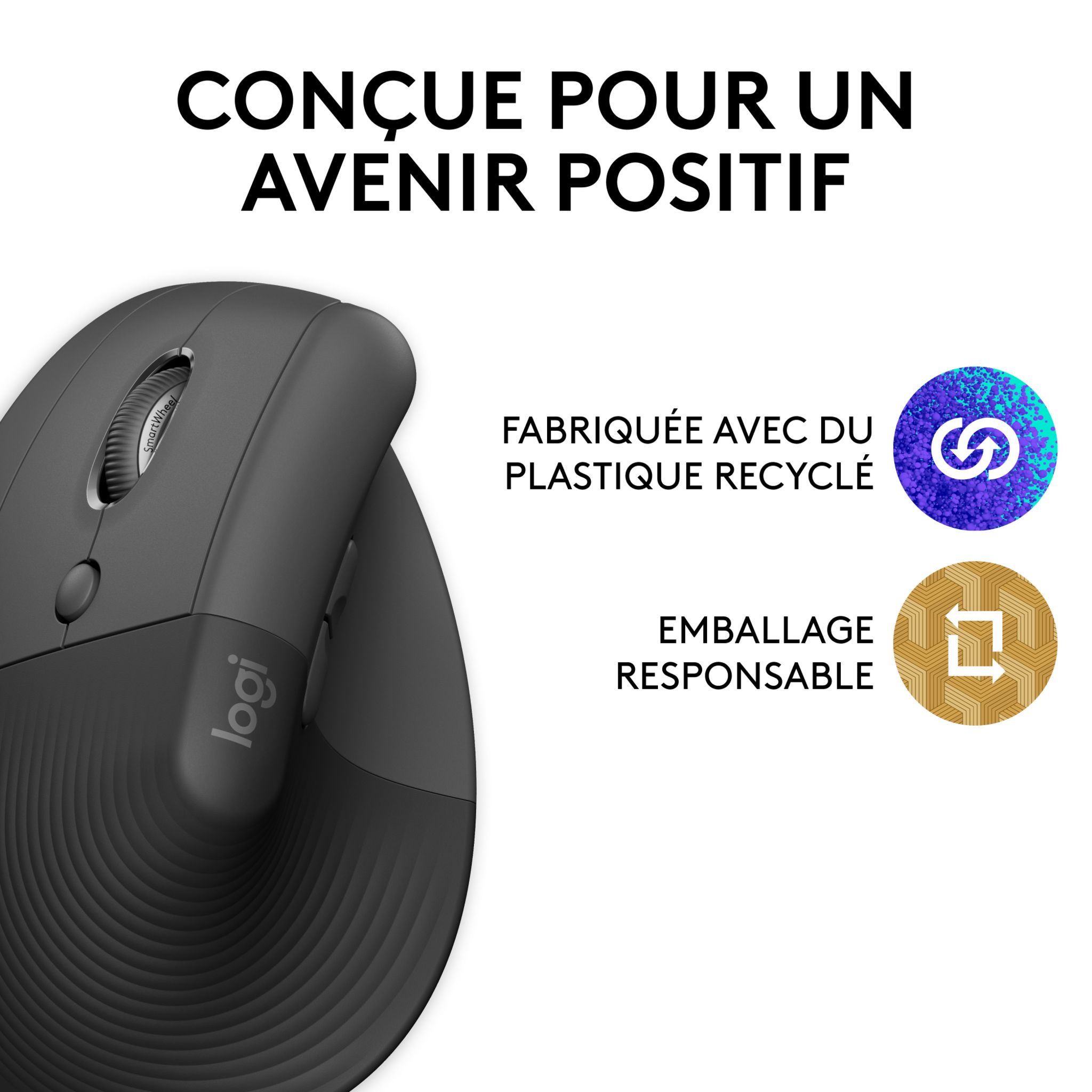 Voir la diapositive 5 : LOGITECH Souris sans fil LIFT ergonomique - Main gauche - Gris noir