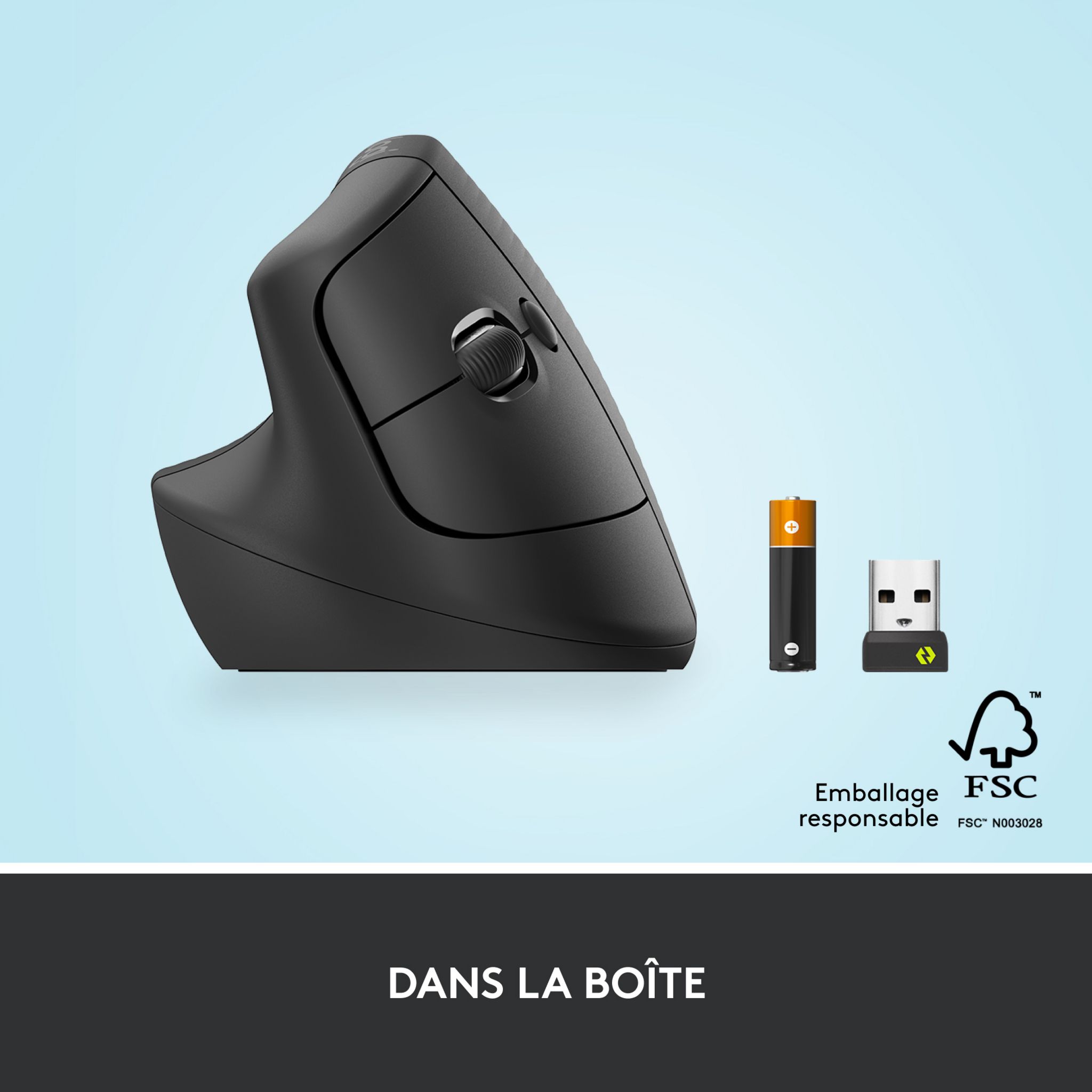 Voir la diapositive 8 : LOGITECH Souris sans fil LIFT ergonomique - Main gauche - Gris noir